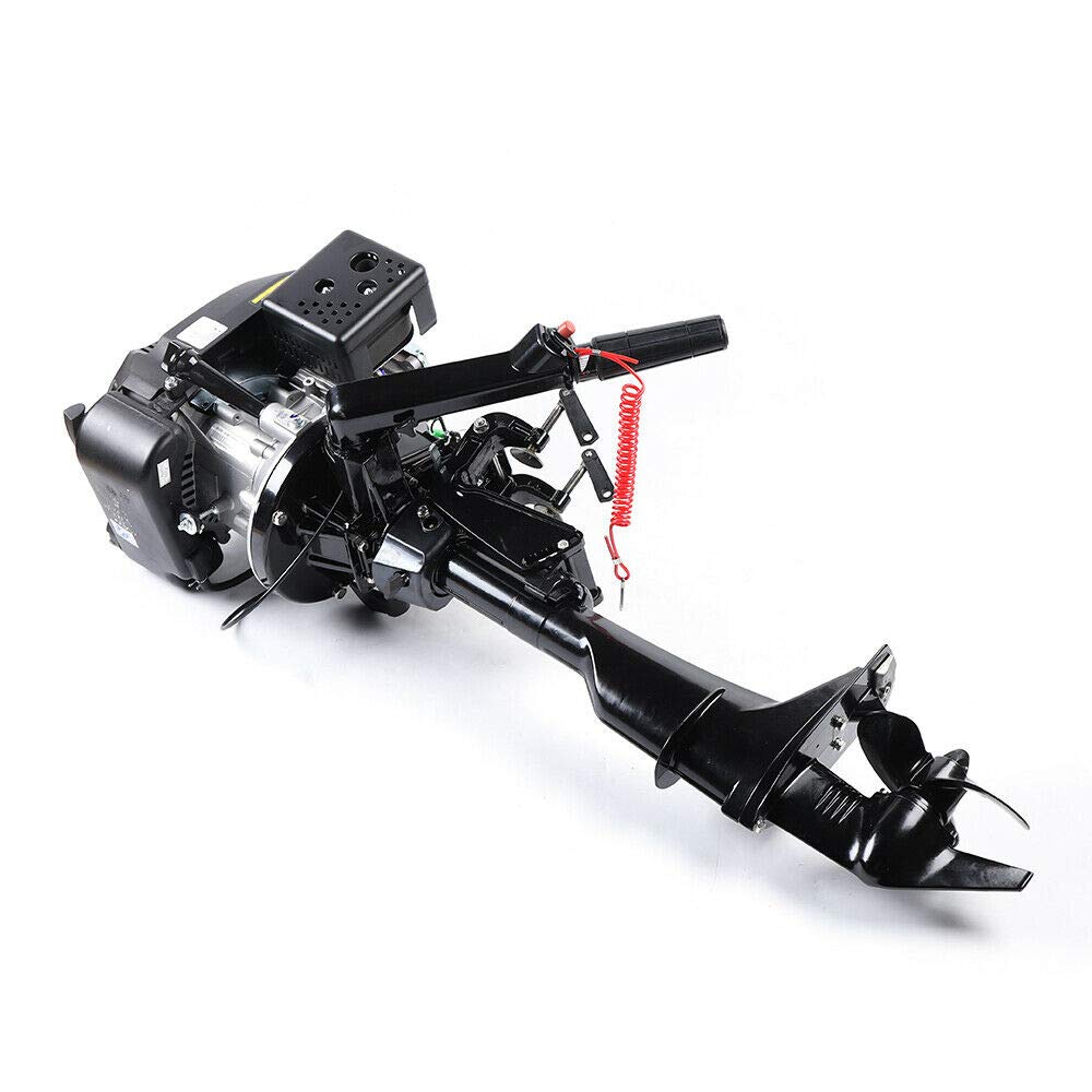 140CC 6HP 4-Stroke Outboard Boat Motor - Gasoline Marine Engine with Air Cooling System for Inflatable Fishing Boats, Kayaks & Yachts - Perfect for Fishing, Cruising & Water Sports