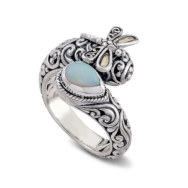 Bayapa Opal Ring - Elegant Handmade Sterling Silver Jewelry for Women, Perfect for Weddings, Anniversaries & Special Occasions