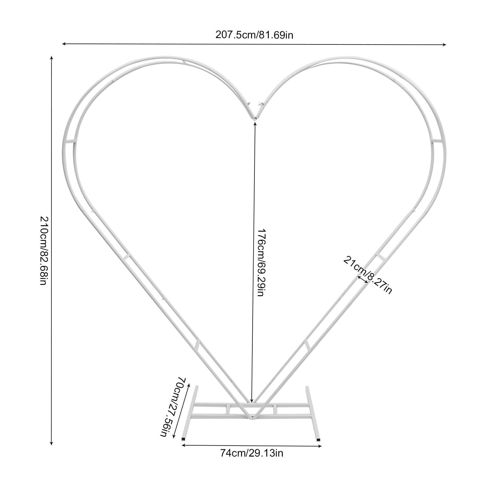 Gdrasuya10 White Metal Wedding Arch Backdrop Stand - Dual Tube Circle Arch with Heart Shape Frame for Floral Balloon Decorations | Perfect for Outdoor Wedding Ceremony, Engagement Photo Shoot, and Garden Party Decor