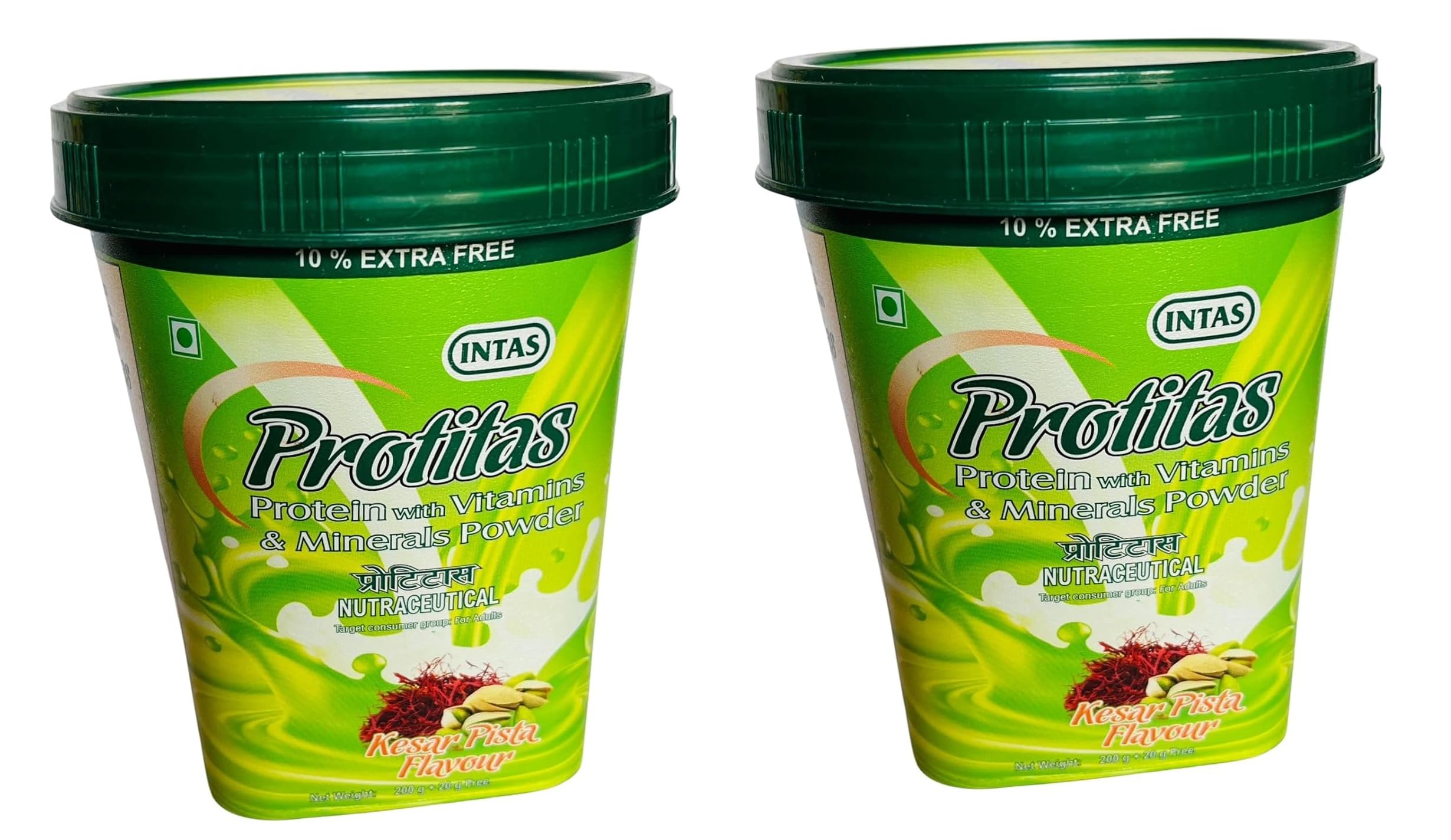 Protitas Protein Powder Pre-Workout Supplement with Vitamins & Minerals - Kesar Pista Flavor (Pack of 2) for Muscle Recovery & Energy Boost - Perfect for Gym, Fitness & Bodybuilding