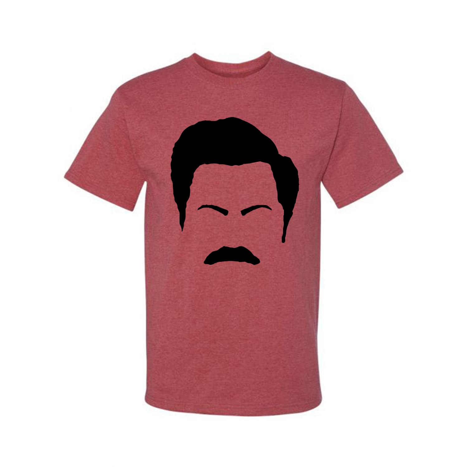 Ron Swanson Mustache Face Silhouette Graphic T-Shirt for Men - Parks and Recreation Pop Culture Fan Merch - Perfect for TV Show Parties & Comedy Gifts