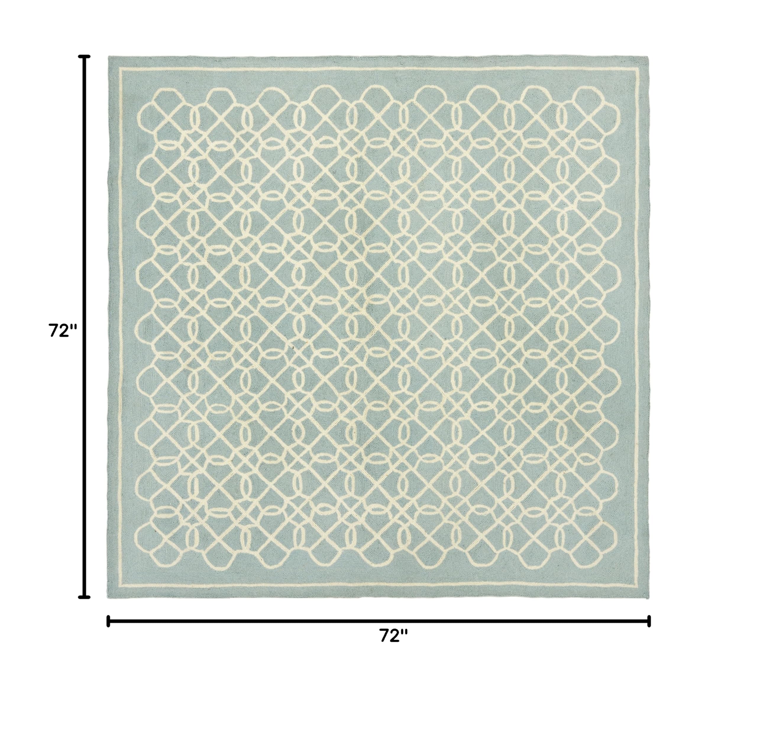 SAFAVIEH Chelsea Collection 6'x6' Blue & Ivory Wool Area Rug - Hand-Hooked French Country Design for Living Room, Bedroom & Dining Room Decor