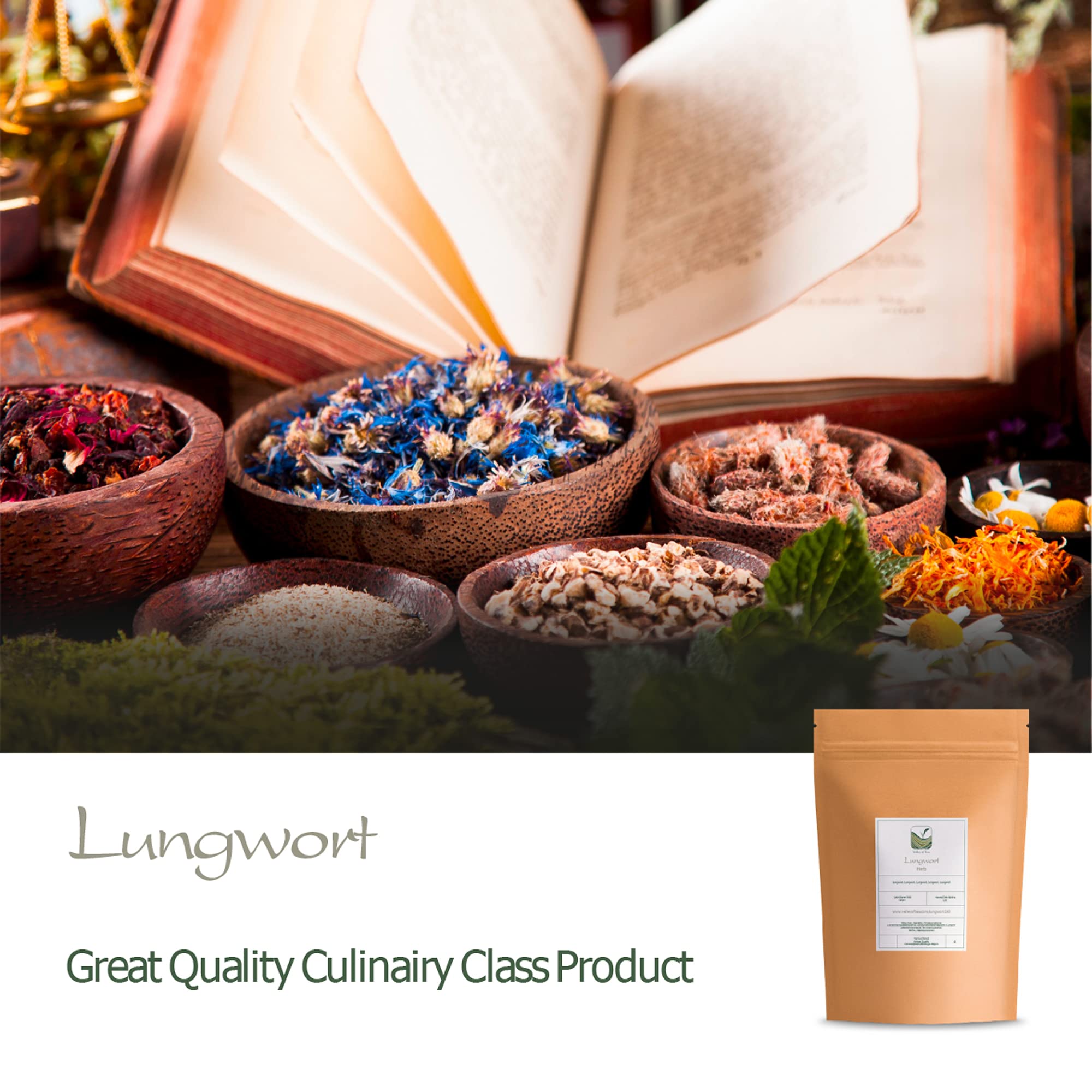 Organic Lungwort Herb Tea - Pulmonaria officinalis L - Natural Respiratory Support, Herbal Tea for Cough & Cold Relief - Perfect for Wellness & Relaxation at Home