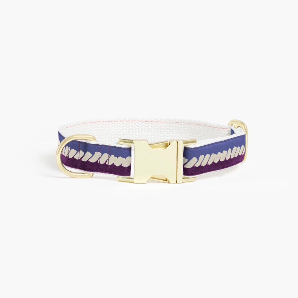 **The Twist Deep Purple Dog Collar – Soft Beige & Blue Adjustable Pet Collar for Small, Medium & Large Dogs – Perfect for Walks, Training & Fashion Accessories**