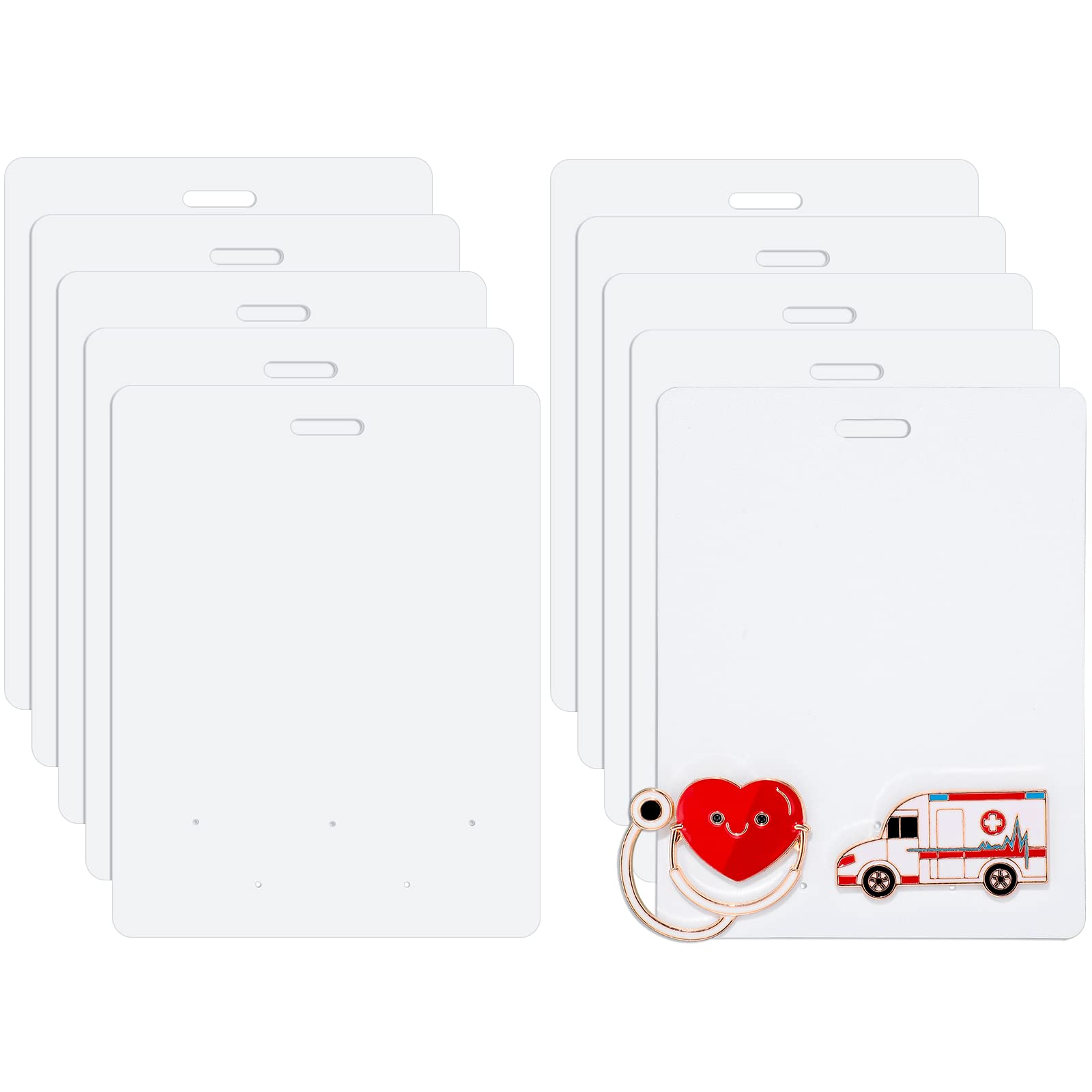 10-Pack Blank White Badge Buddy Pin Holders for Nursing Pins - Horizontal ID Card Display for Nurses, Doctors & Medical Students - Perfect for Hospital Shifts, Clinical Rotations & Healthcare Conferences