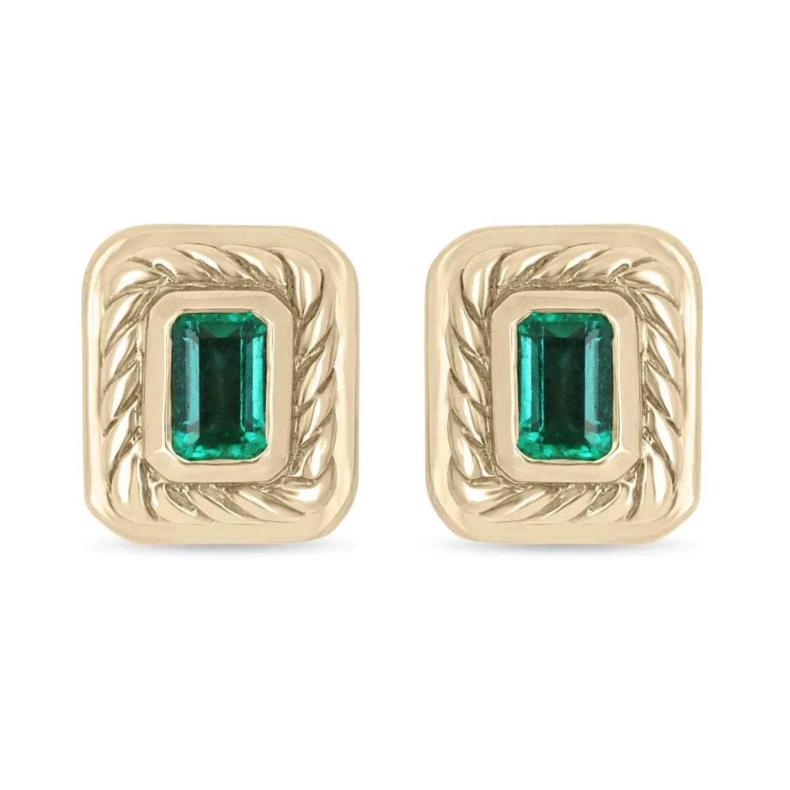 2.85tcw AAA+ Top Quality Colombian Emerald Stud Earrings in 14K Gold - Perfect for Weddings, Parties & Special Occasions
