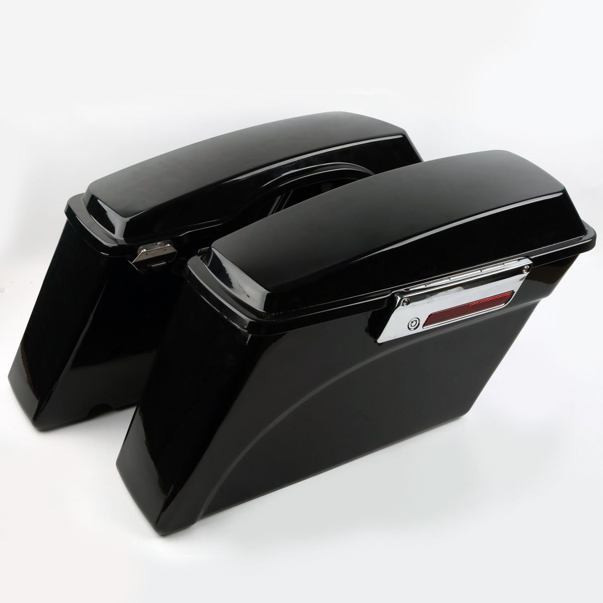 XFMT Gloss Black Hard Saddlebags Trunk with Lockable Lid & Key + Conversion Mounting Brackets for Harley Davidson Softail Motorcycles (1994-2013) - Perfect for Touring, Storage & Long-Distance Riding