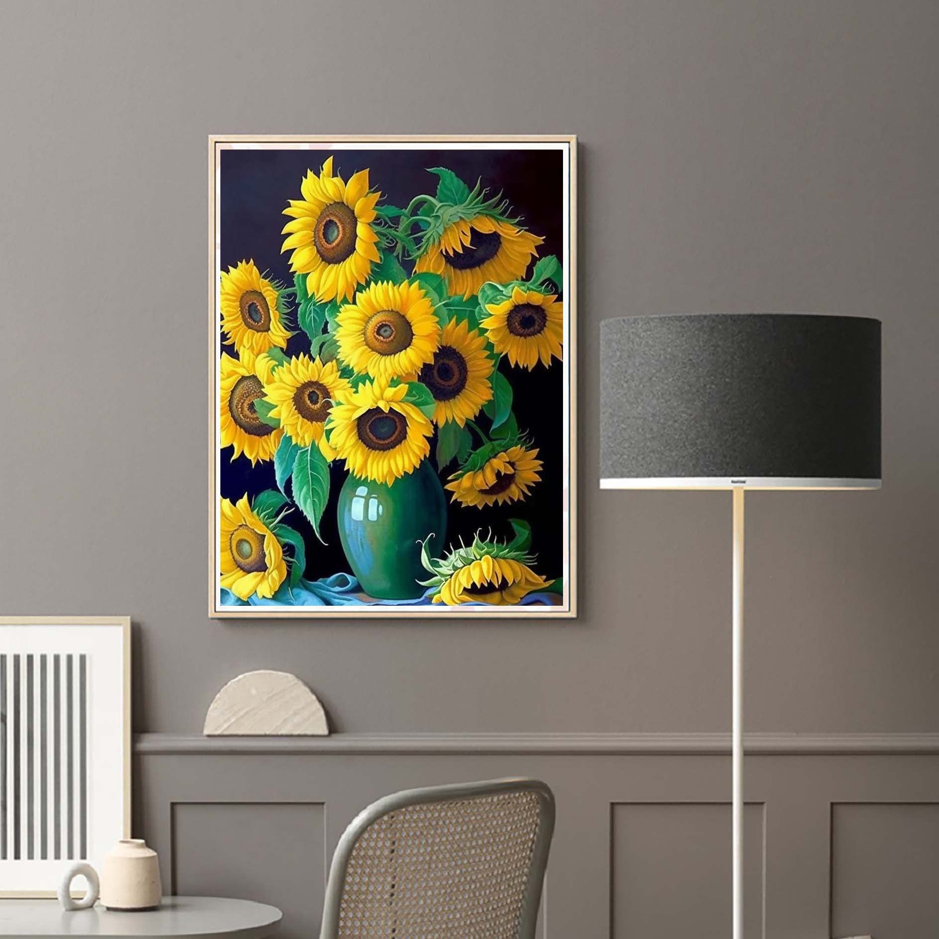 DIY Sunflower Paint by Numbers Kit for Kids & Adults - Beginner-Friendly Oil & Acrylic Painting Set with Chrysanthemum Design - 16x20 Inch Canvas for Home Wall Decor | Perfect for Relaxation, Family Bonding & Creative Gift Ideas