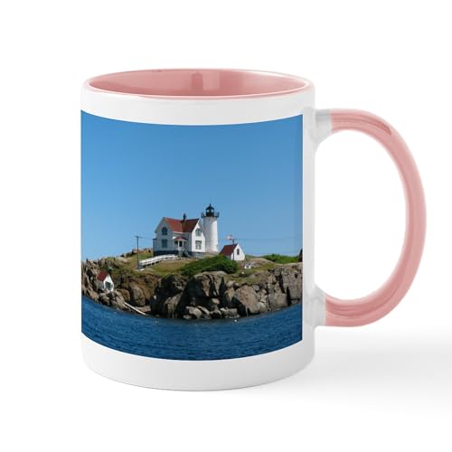 White/Pink Inside - Nubble Lighthouse Mug Mugs