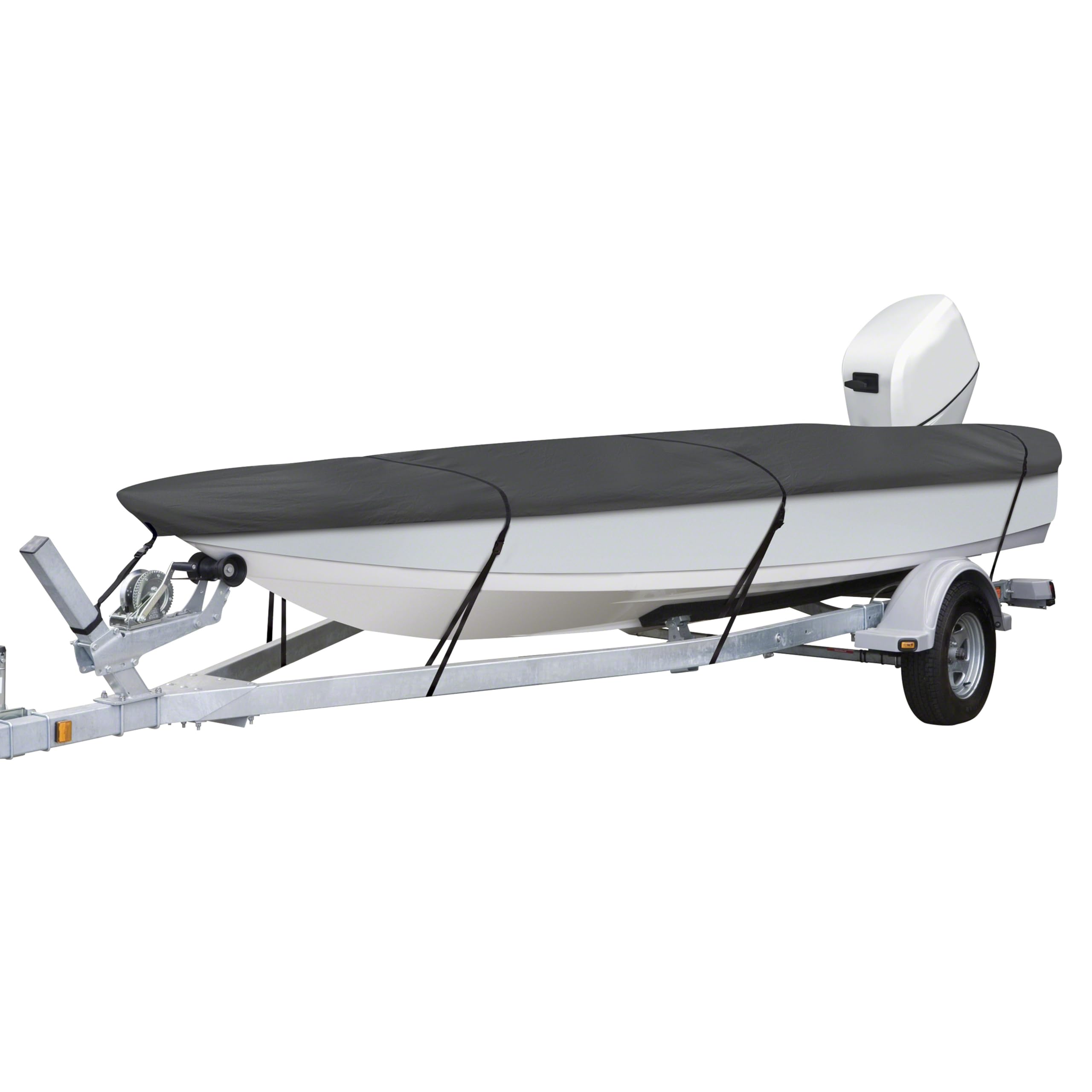 Heavy Duty Outboard Ski-Boat Cover with Support Pole - Waterproof UV Protection for Boats, Yachts & Marine Vehicles | All-Weather Protection for Storage & Travel