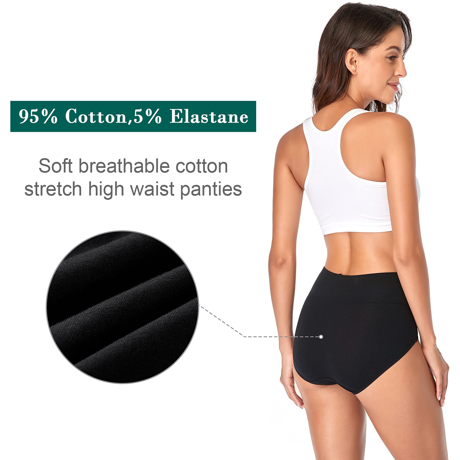 Annenmy Women's High Waist Cotton Underwear - Soft Breathable Brief Panties for Regular & Plus Size - Comfortable Daily Wear & Postpartum Recovery Underwear