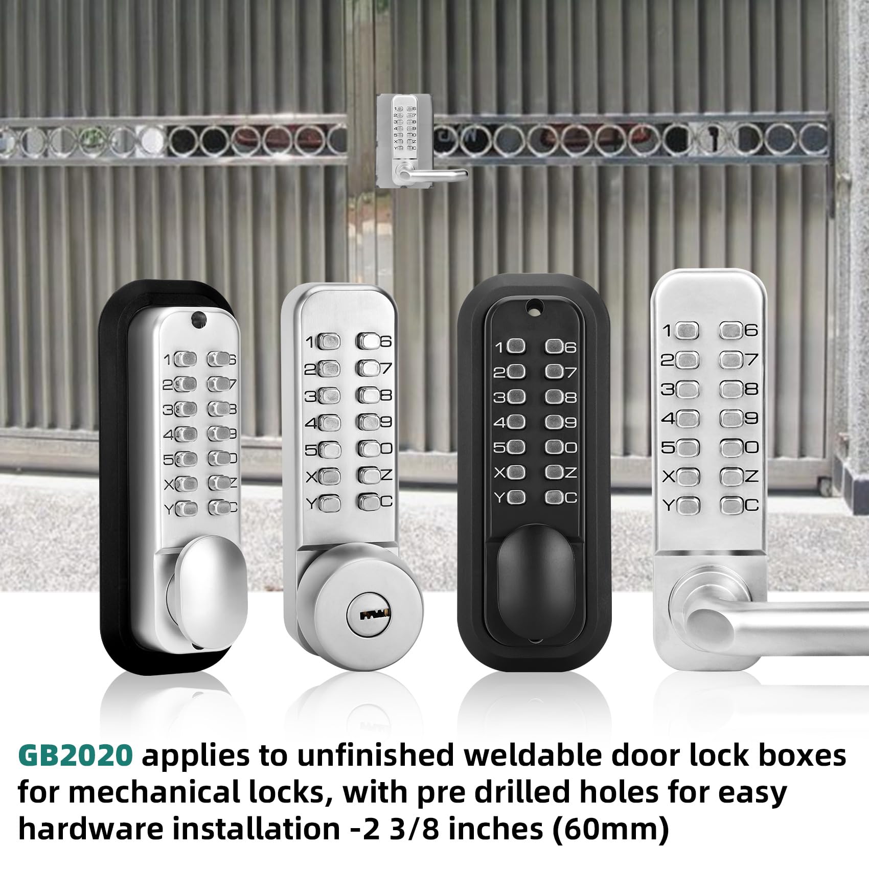 GB2020 Heavy Duty Steel Gate Lock Box with Double Keypad Mechanical Combination Lock - Secure Metal Gates & Fences (2-3/8