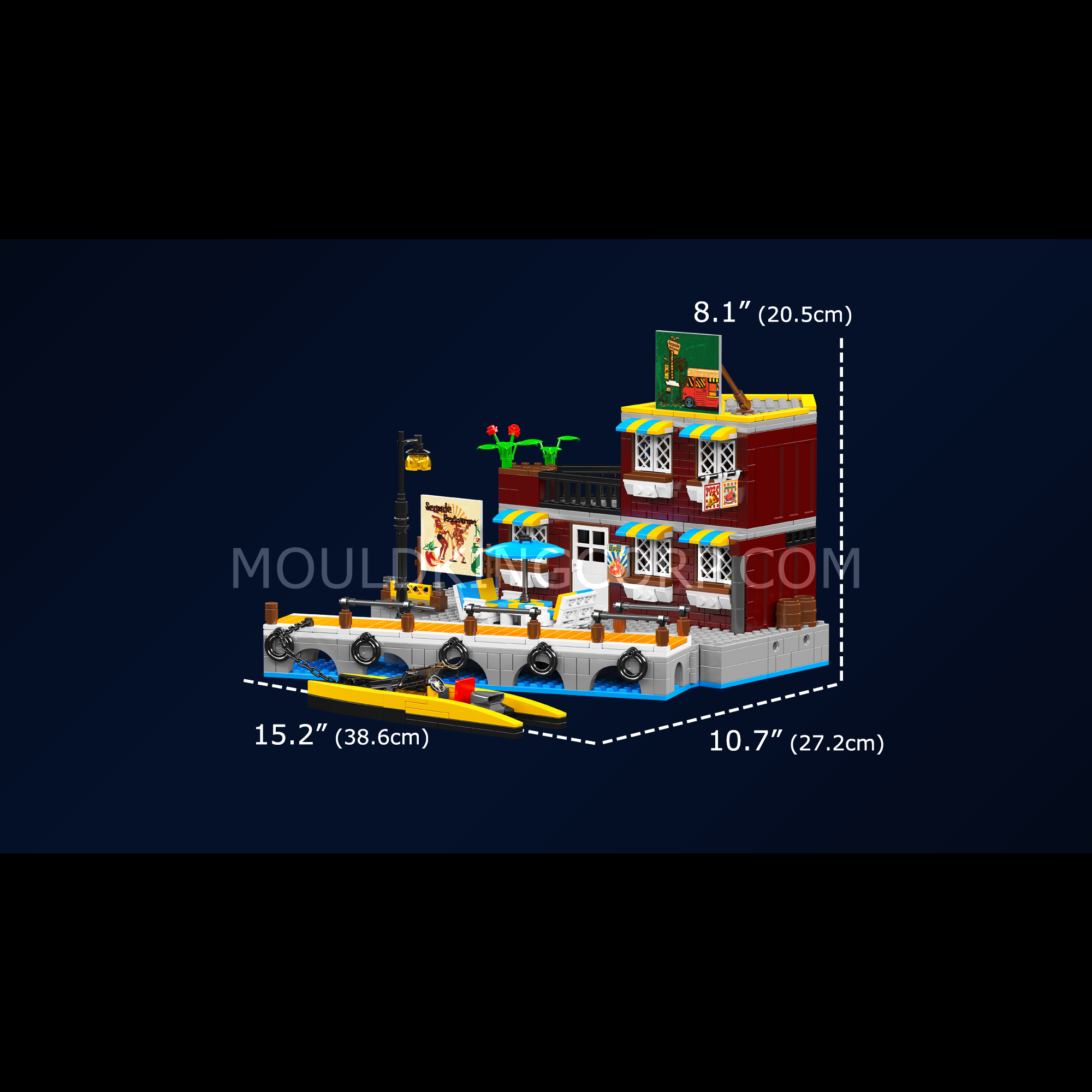 Mould King 10143 Seaside Restaurant Building Blocks Set - 989 Pieces Creative Construction Toy for Kids & Adults | Perfect for Birthday Gifts, Family Bonding & Educational Play