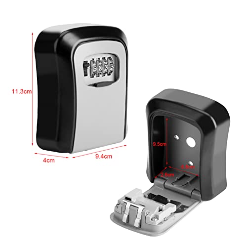 4 Digit Combination Key Lock Box - Wall Mount Security Safe for House Keys & Spare Keys | Outdoor & Indoor Use for Home, Office, Apartment, Airbnb, Vacation Rental