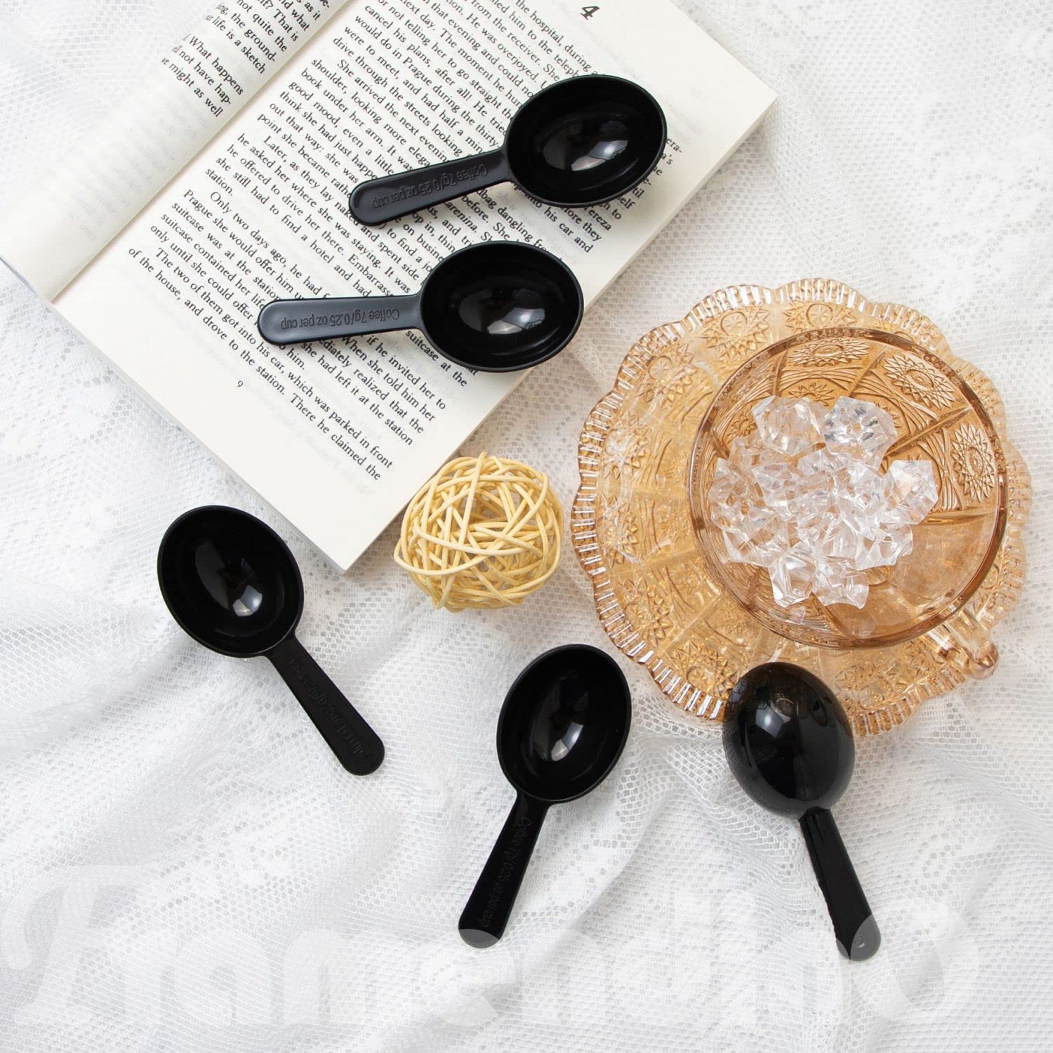 10-Pack Black Plastic Coffee Measuring Spoons - 7g Short Handle Scoops for Tea, Sugar, Cereal, Milk Powder & Spices | Perfect for Baking, Cooking & Coffee Brewing at Home or Cafe