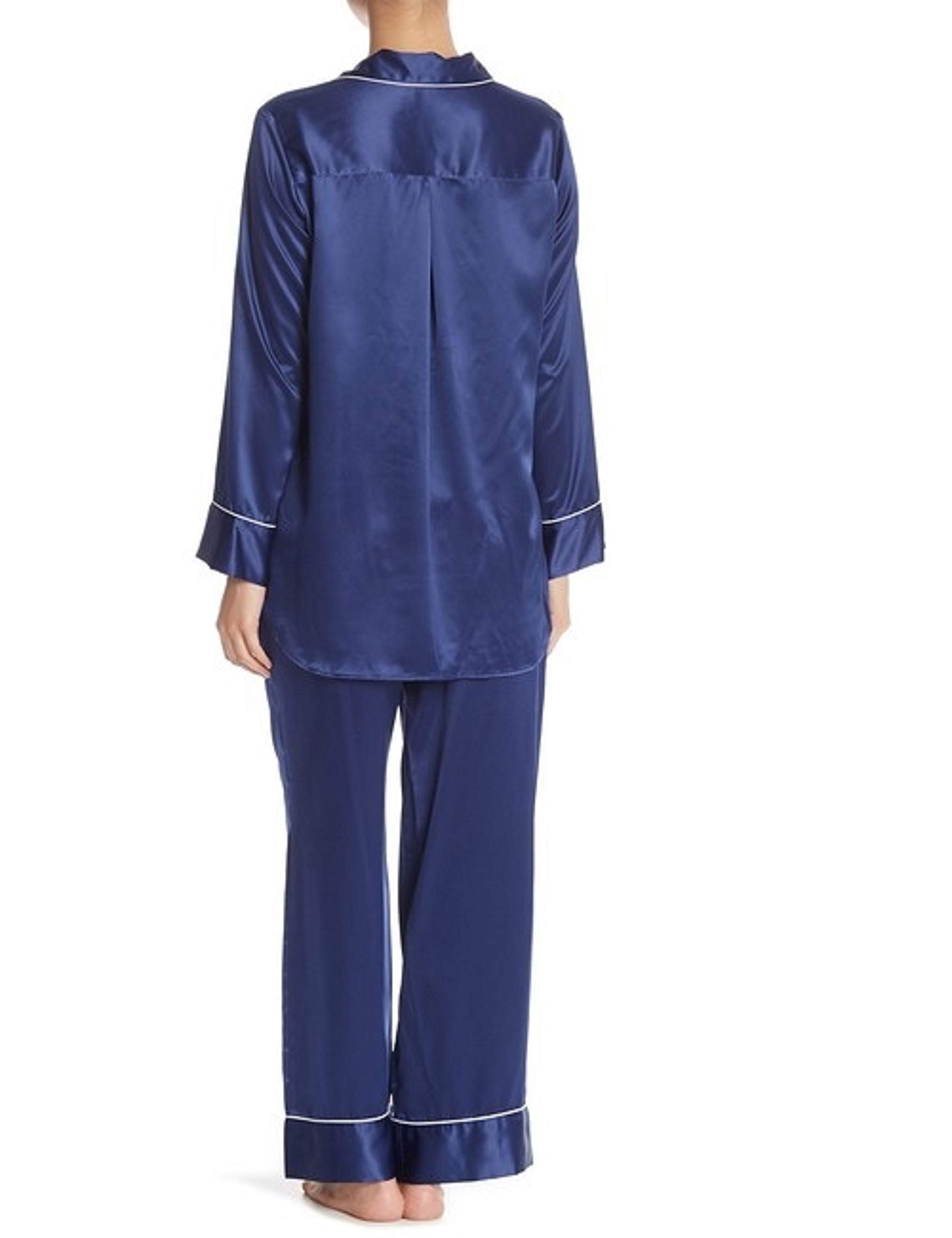Natori Classic Top & Pants Pajama Set for Women - Soft Cotton Sleepwear, Large Size, Navy Blue | Perfect for Lounging, Relaxing & Comfortable Nighttime Sleep