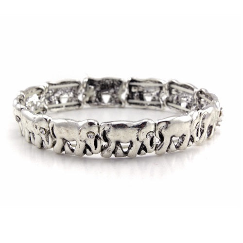 Elephant Charm Bracelet - Burnished Silver Adjustable Bangle for Women | Boho Jewelry for Everyday Wear, Gift Ideas & Spiritual Protection