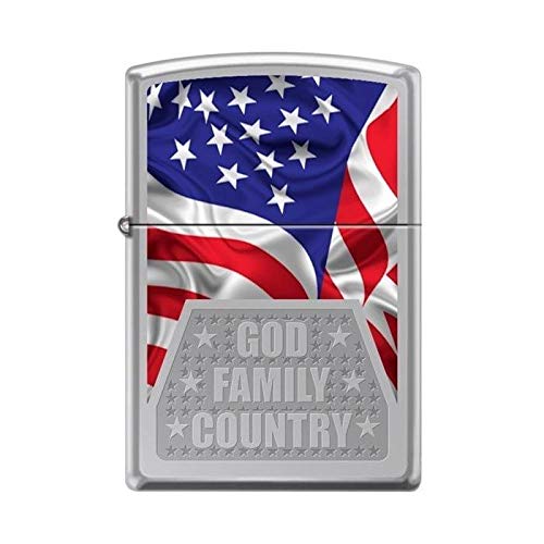 Zippo Lighter - God Family Country High Polish Chrome | Windproof Refillable Metal Lighter for Outdoor Camping, Hiking & Everyday Carry (EDC)