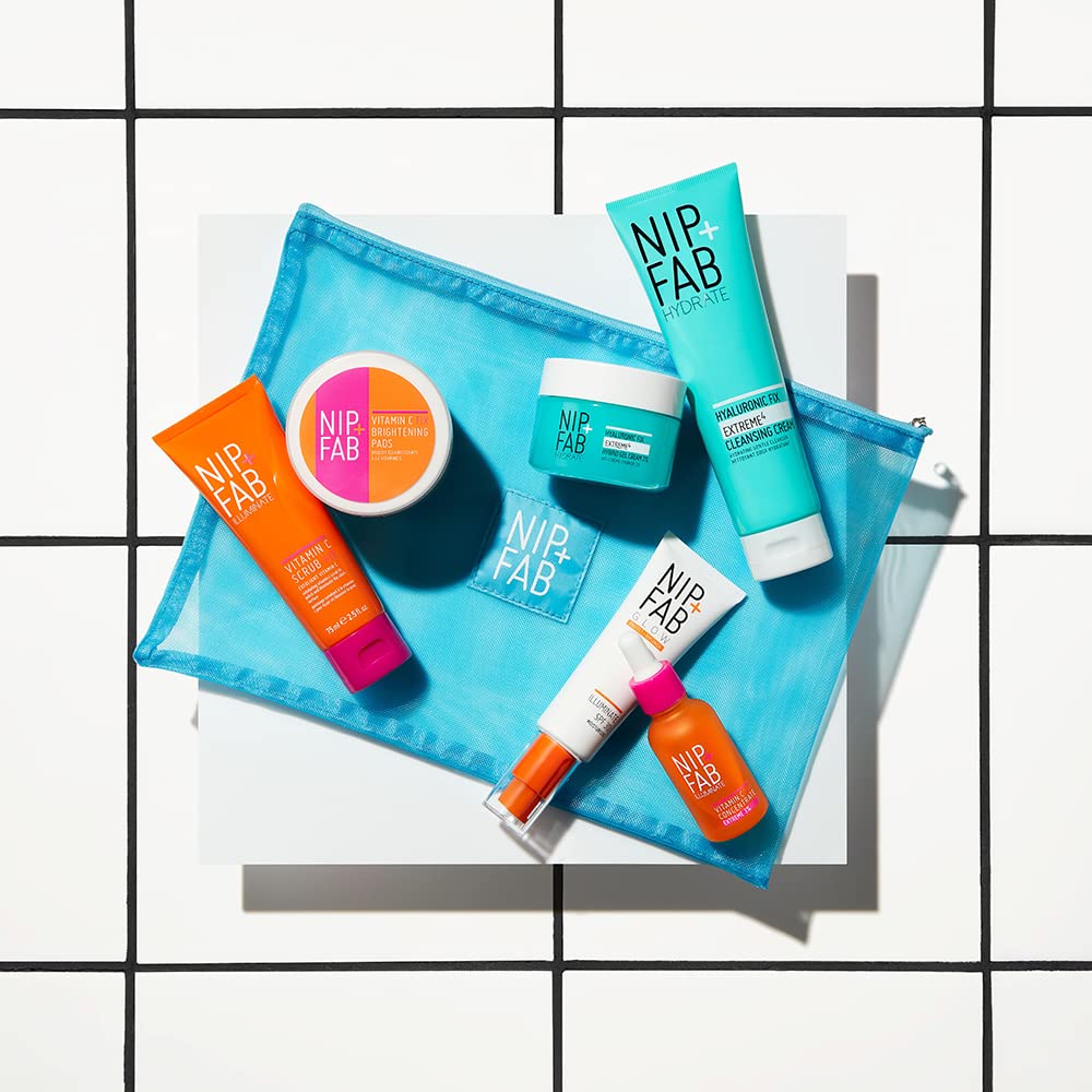 Nip + Fab Brighten & Hydrate Gift Set with Mesh Bag - Vitamin C Skincare Kit for Glowing Hydrated Skin | Perfect for Travel & Gifting