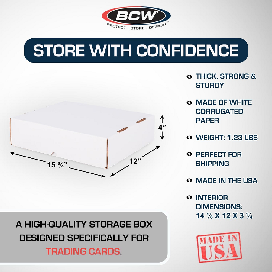 BCW 3200-Count Trading Card Storage Box with Full Lid - Set of 2 | Organize & Protect Baseball, Pokemon, MTG, Yu-Gi-Oh Cards | Perfect for Collectors & Gamers