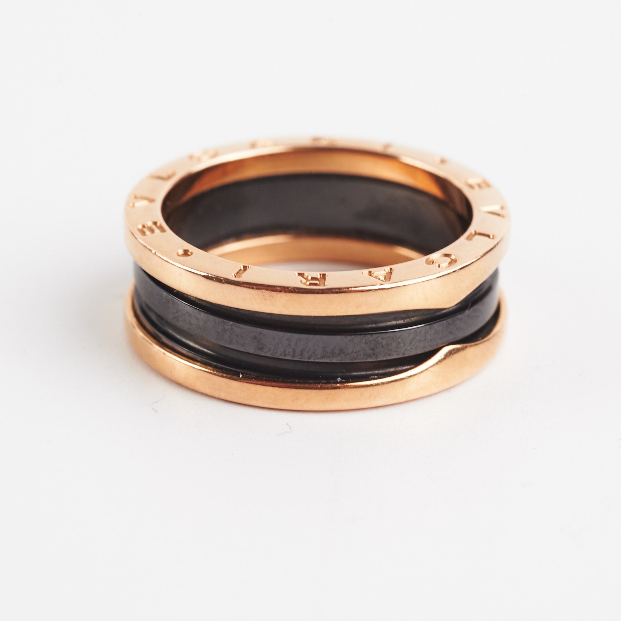 Bvlgari B.Zero1 Ring in Black & Rose Gold - Size 59 | Luxury Italian Jewelry for Women, Perfect for Weddings, Anniversaries & Special Occasions