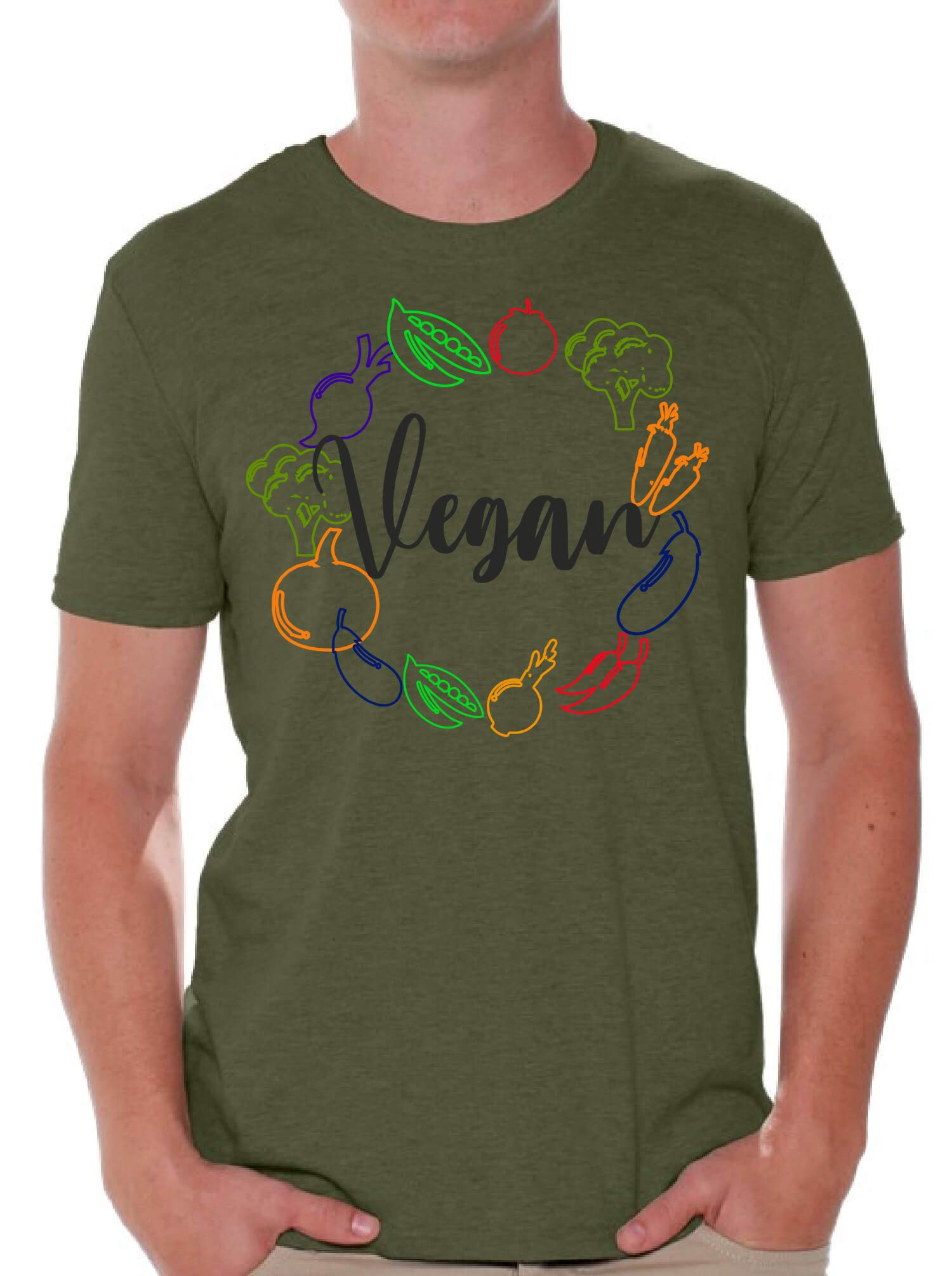 Vegetables Lover T-Shirts for Men | Funny Vegetarian Graphic Tees | Casual Cotton Shirts for Plant-Based Diet Enthusiasts | Perfect for Vegan Events, Gardening & Earth Day Celebrations