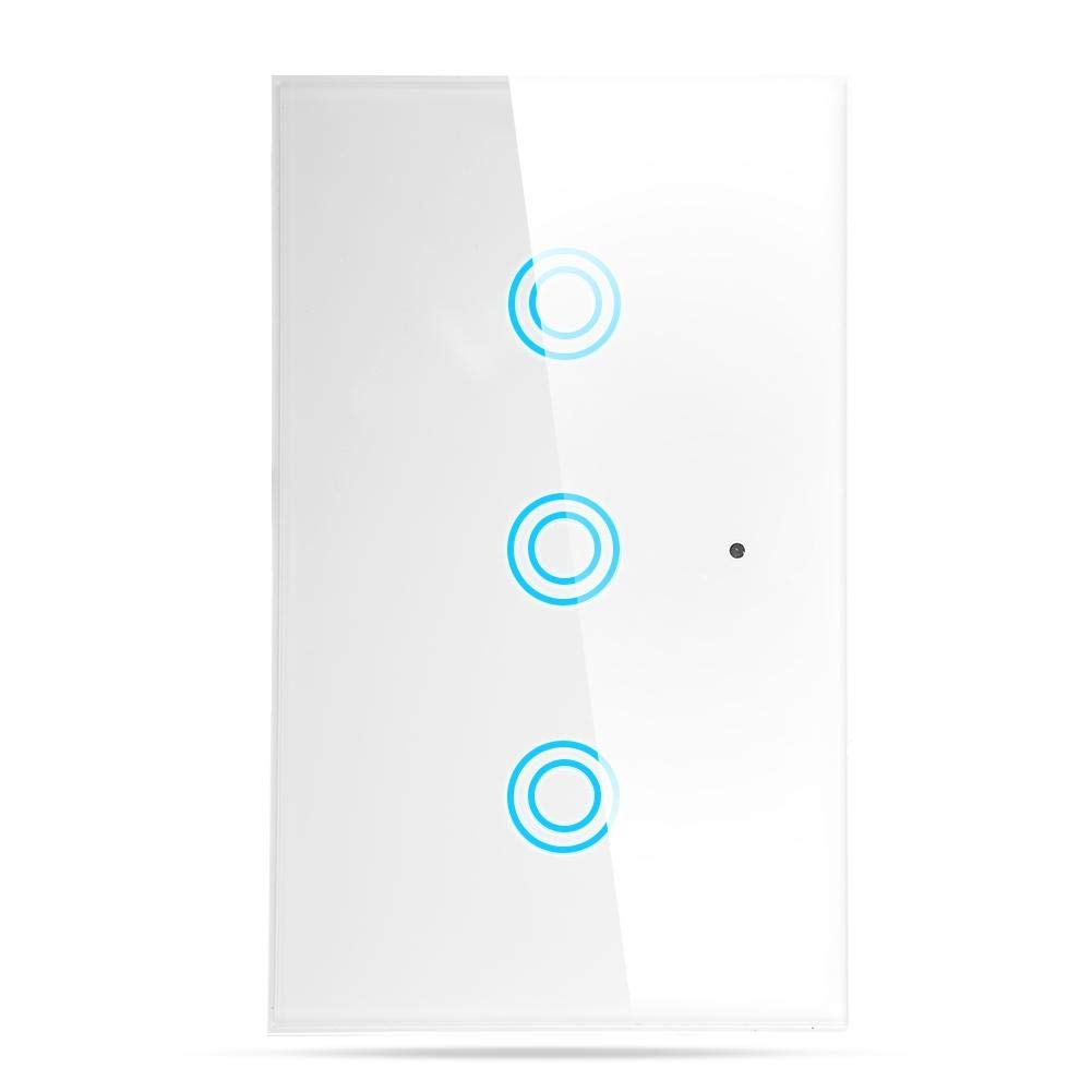 Smart Light Switch Panel 3 Gang - WiFi Remote Touch Switch Compatible with Alexa & Google Home, US Plug - Perfect for Smart Home Automation & Voice Control