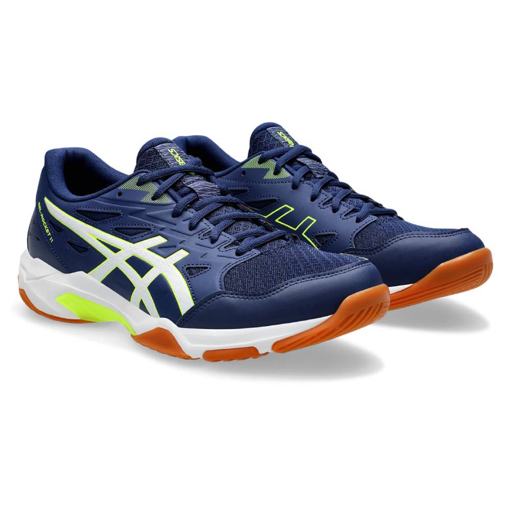 ASICS Gel Rocket 11 Men's Volleyball Shoes - Lightweight Indoor Court Sneakers for Badminton, Squash & Gym Training (Blue Expanse/Safety Yellow) - Perfect for Sports Enthusiasts & Professional Athletes