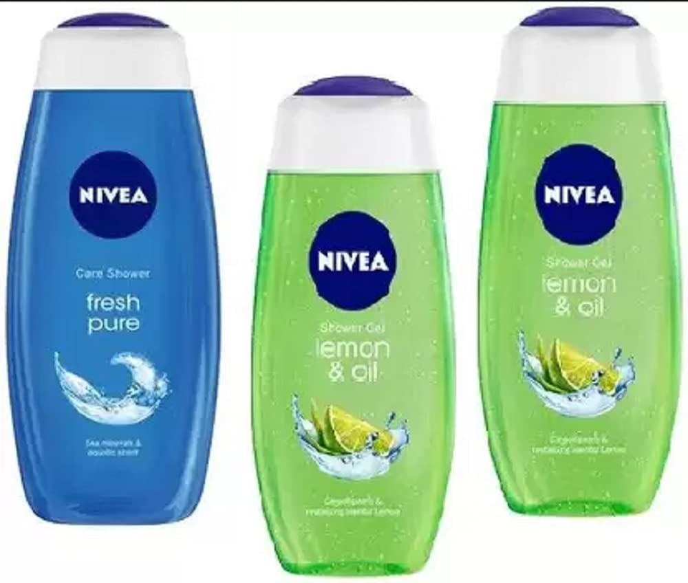 Nivea Lemon & Oil Fresh Pure Shower Gel, 125ml (3-Pack) – Refreshing Citrus Scent for Daily Shower & Spa Experience