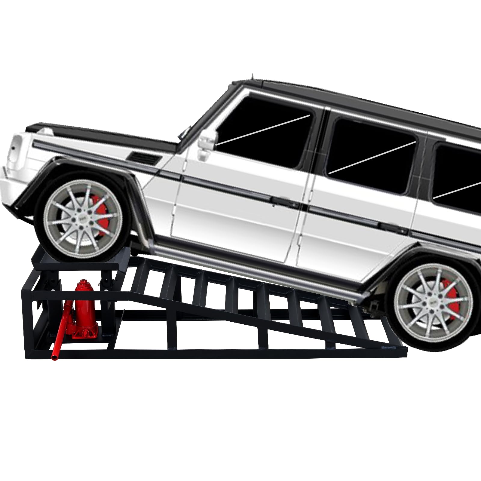 2 Pack Heavy Duty Hydraulic Car Ramps - 5 Ton (11,000 lbs) Capacity, Low Profile Vehicle Lift Ramps for Trucks, Trailers & Garage Repairs - 9.8