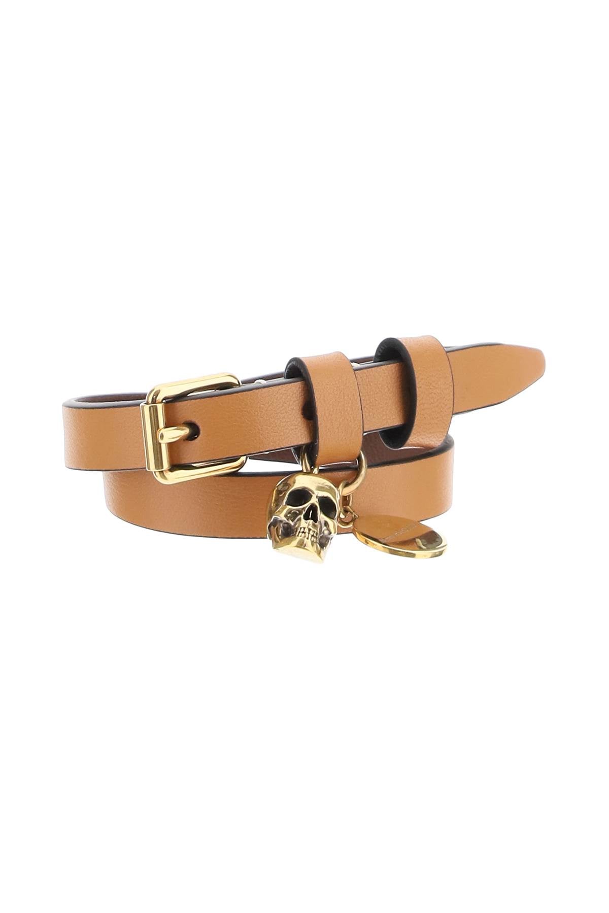 Alexander McQueen Double Wrap Bracelet for Women - Elegant Leather & Metal Cuff - Perfect for Parties, Weddings & Everyday Wear