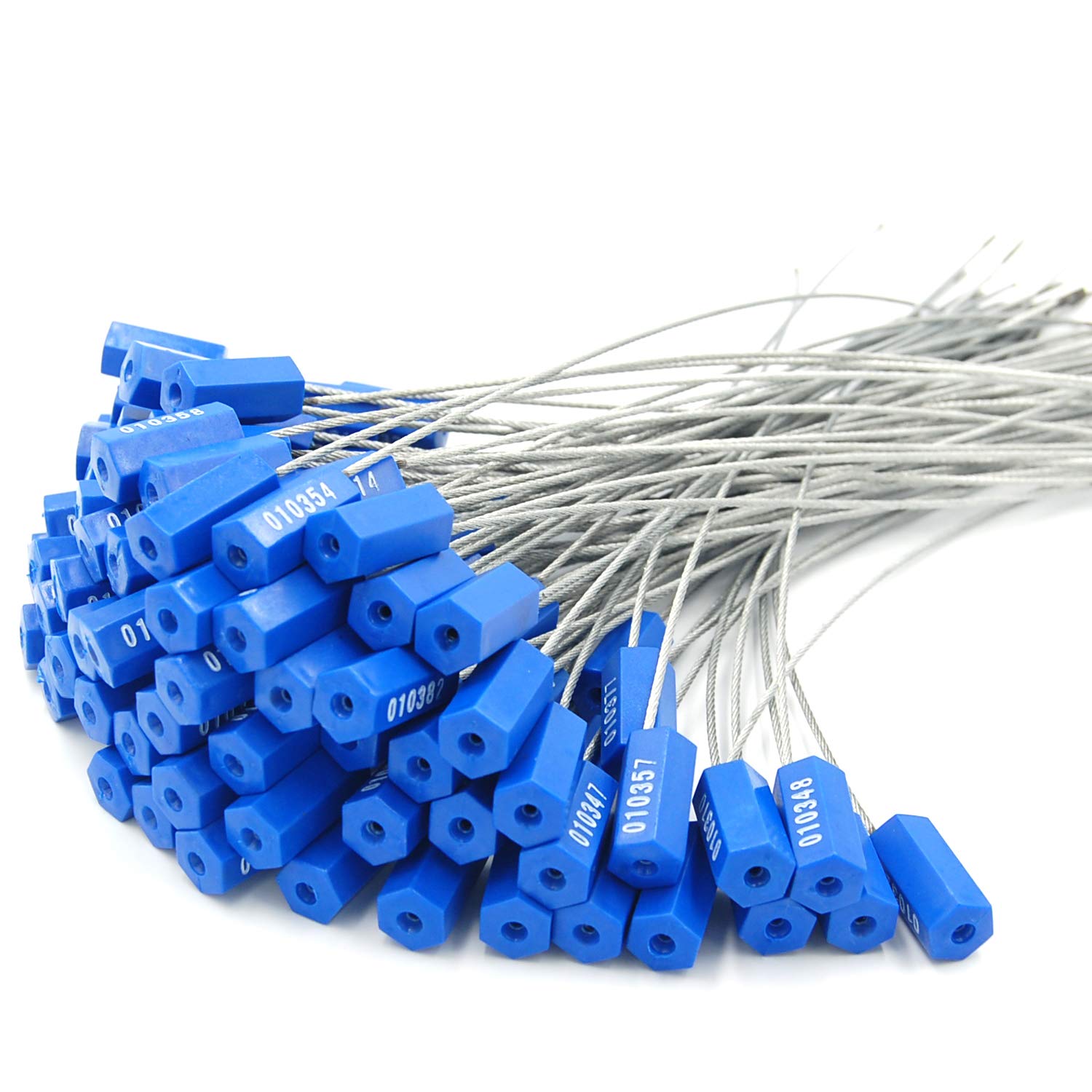 1000 Blue Steel Cable Seals - Heavy Duty Metal Security Seals with Unique Numbering, Tamper Proof & ISO 17712 Certified for Shipping Containers, Truck Trailers & Cargo Safety | Ideal for Logistics, Warehouse Security & Transportation Protection
