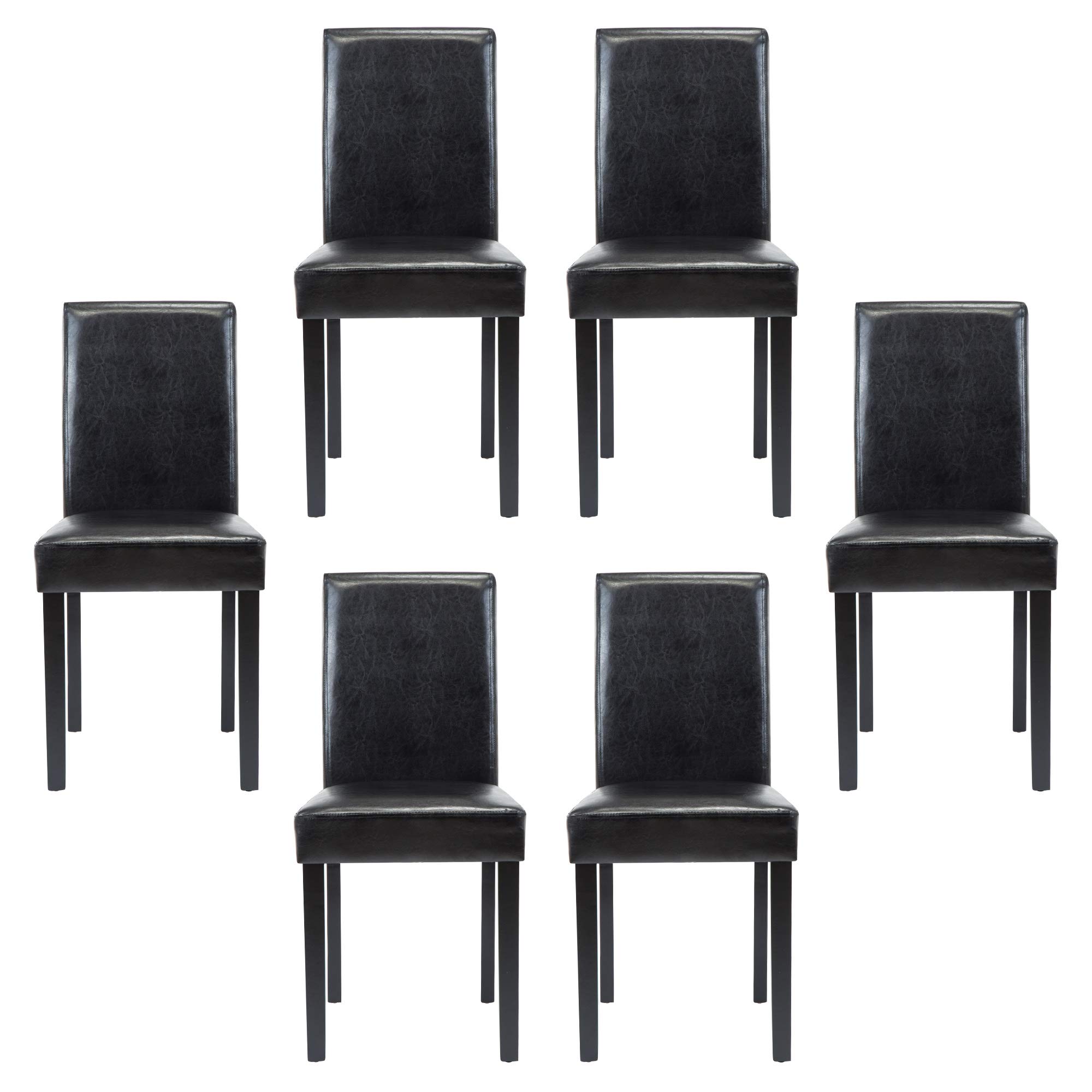 Modern PU Upholstered Dining Chairs Set of 6 - Elegant Black Leather Dining Room Chairs with Comfortable Cushioning for Kitchen, Dining Room, and Home Decor