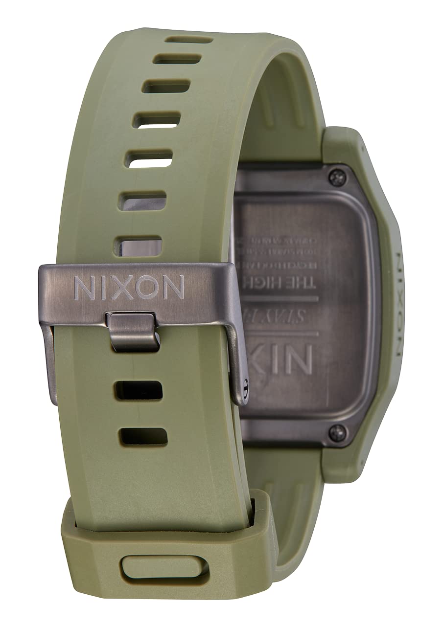 NIXON High Tide A1308 Digital Watch for Men & Women - Waterproof 100M Surf, Dive, Fishing Sports Watch - Adjustable 44mm Face & 23mm PU Strap - Perfect for Beach, Swimming & Outdoor Adventures