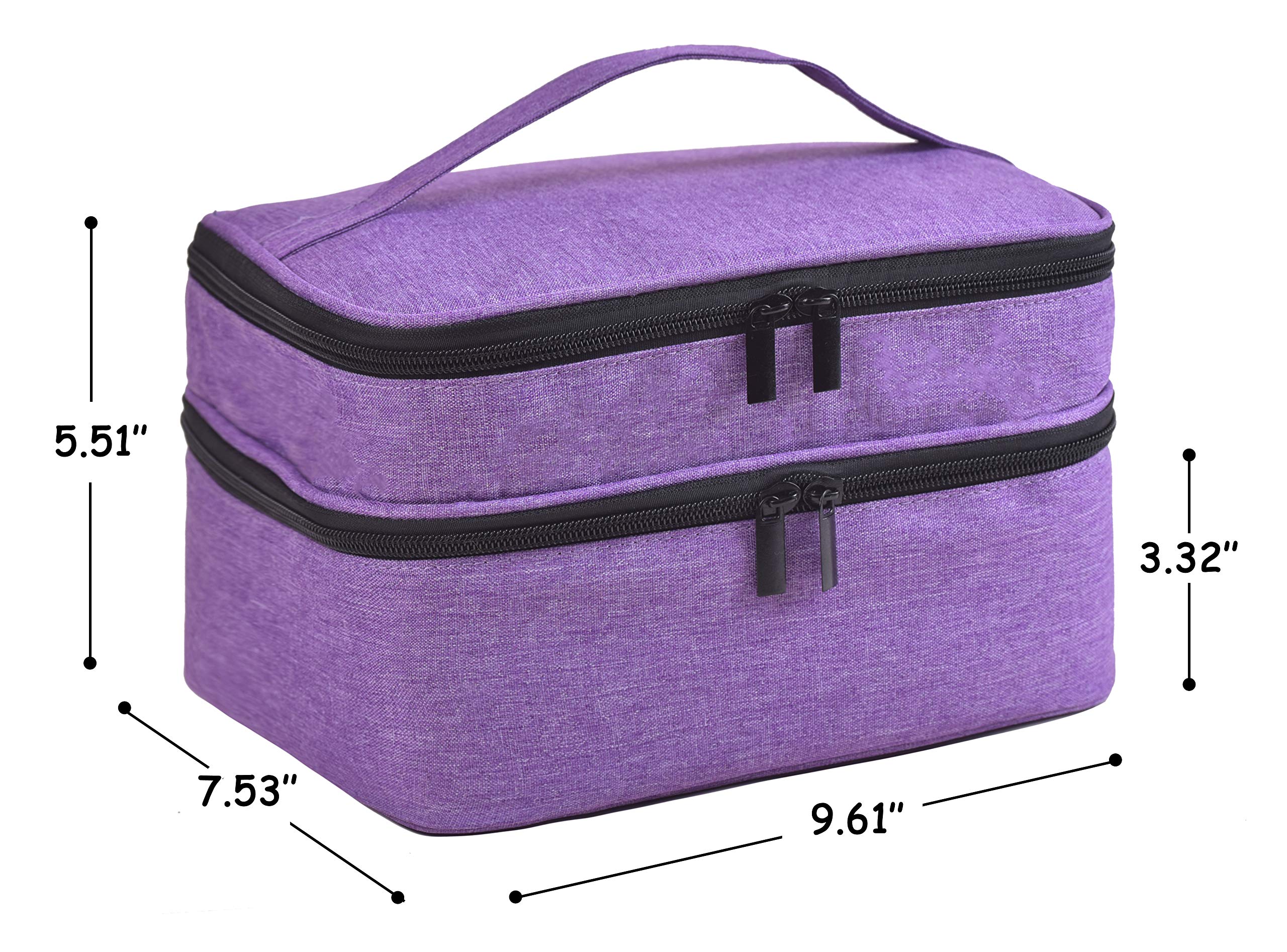 30 Bottles Nail Polish Organizer - Double Layer Nail Varnish Storage Case with Handle, Portable Nail Supply Carrying Bag for Salon & Travel (Purple) - Perfect for Professional Nail Technicians & DIY Manicures at Home