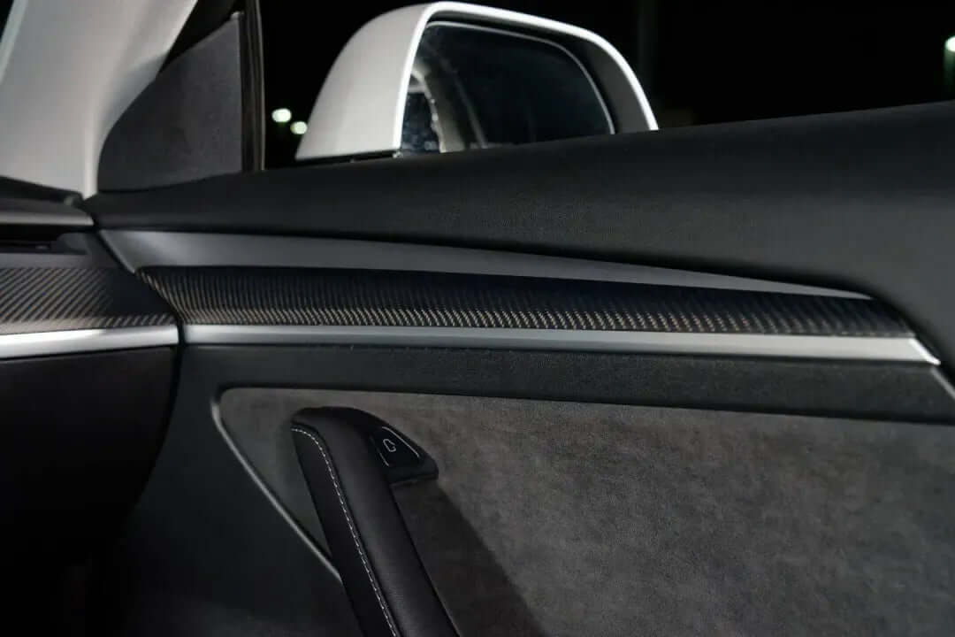 Tesla Model 3 & Y Carbon Fiber Interior Trim Kit - Dashboard & Door Panel Covers (2021-2024) | Premium Car Accessories for Enhanced Style & Protection