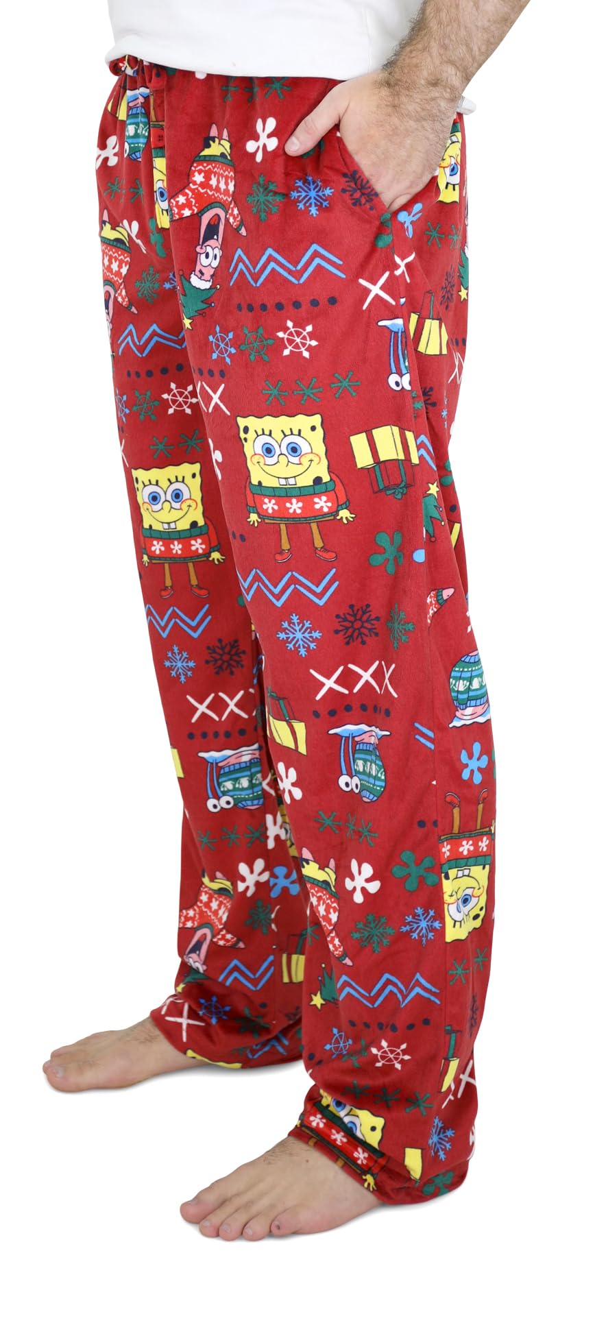 SpongeBob SquarePants Fleece Pajama Pants for Men - Soft & Comfortable Adult Sleepwear - Perfect Christmas Gift & Holiday Lounge Wear for Fans