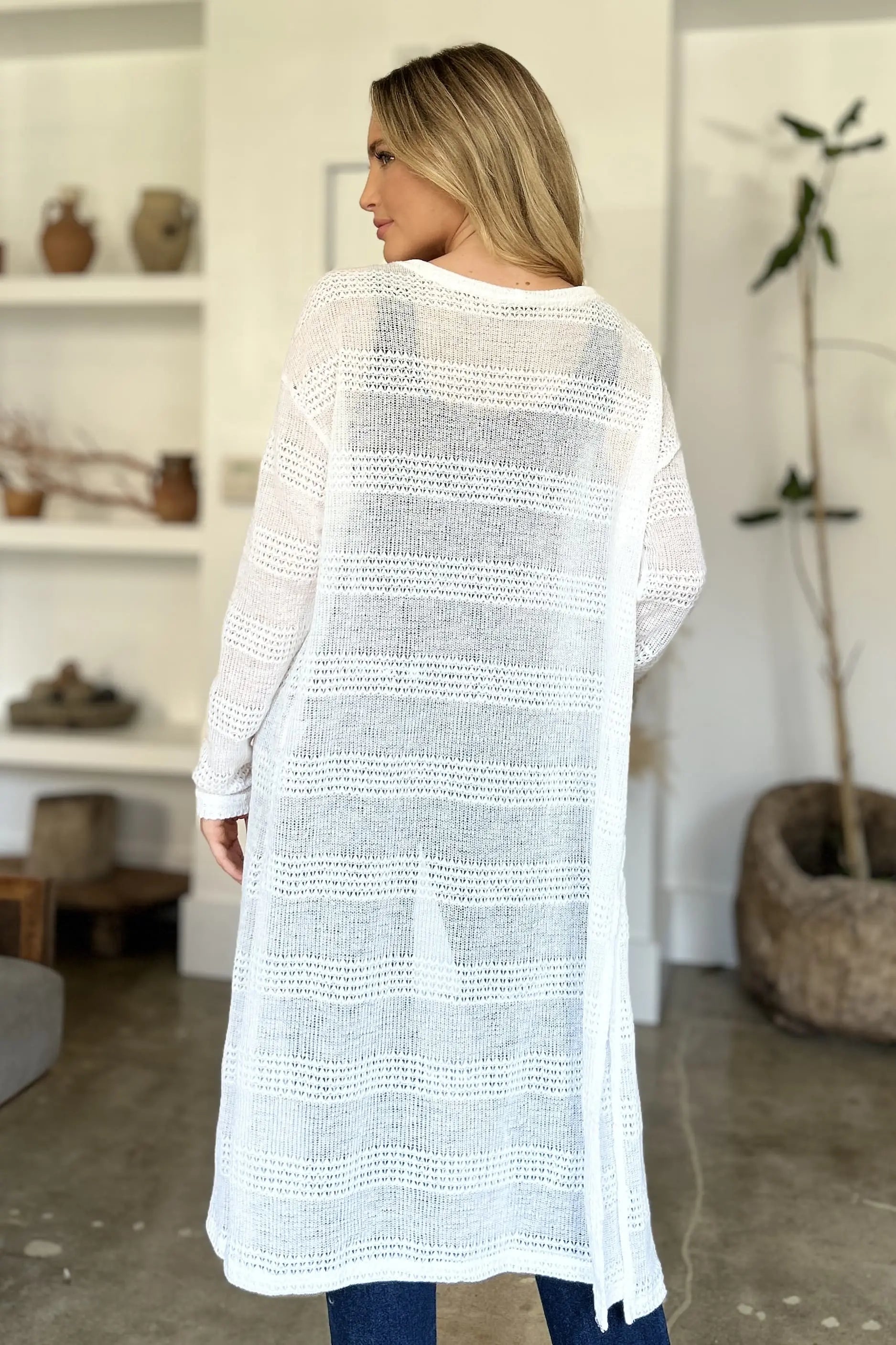Double Take Full Size Open Front Longline Cardigan for Women | Soft & Cozy Knit Sweater | Perfect for Layering, Office Wear & Casual Outfits