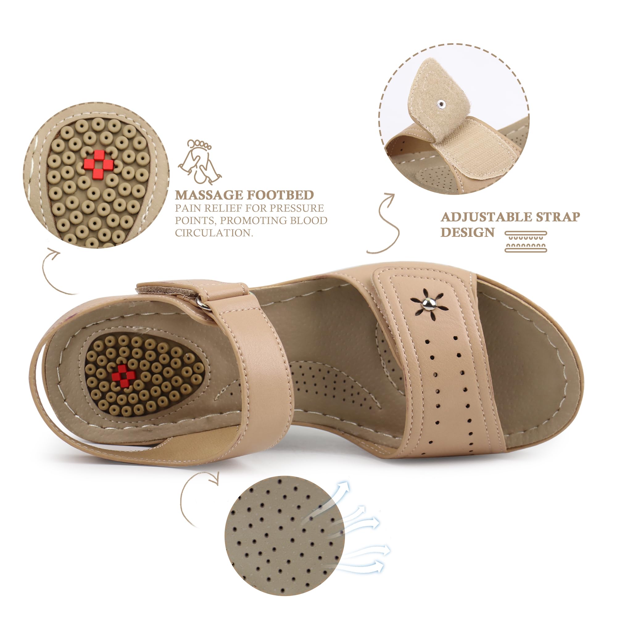 JABASIC Women's Comfortable Orthotic Walking Sandals with Arch Support - Best for Plantar Fasciitis, Flat Feet & Heel Pain Relief - Perfect for Hiking, Travel & Everyday Wear