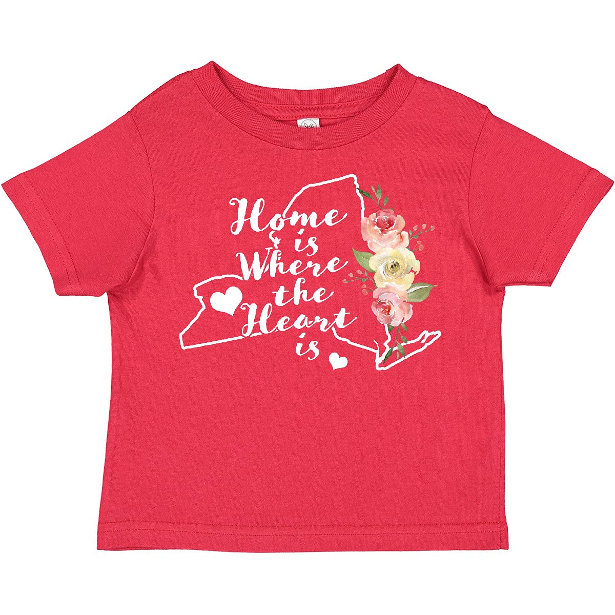 Inktastic New York Home is Where The Heart is Watercolor Toddler T-Shirt - Cute Graphic Tee for Boys & Girls, Soft Cotton Kids Shirt for Everyday Wear, Playdates & Family Outings