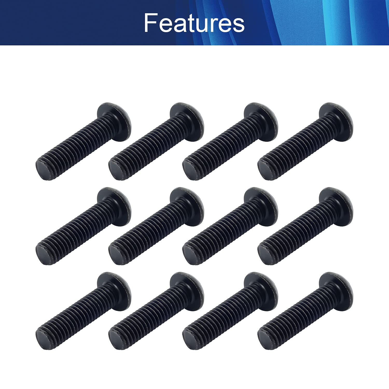 50Pcs M8x30mm Hex Socket Head Screws - Black Carbon Steel Fasteners for Furniture Assembly