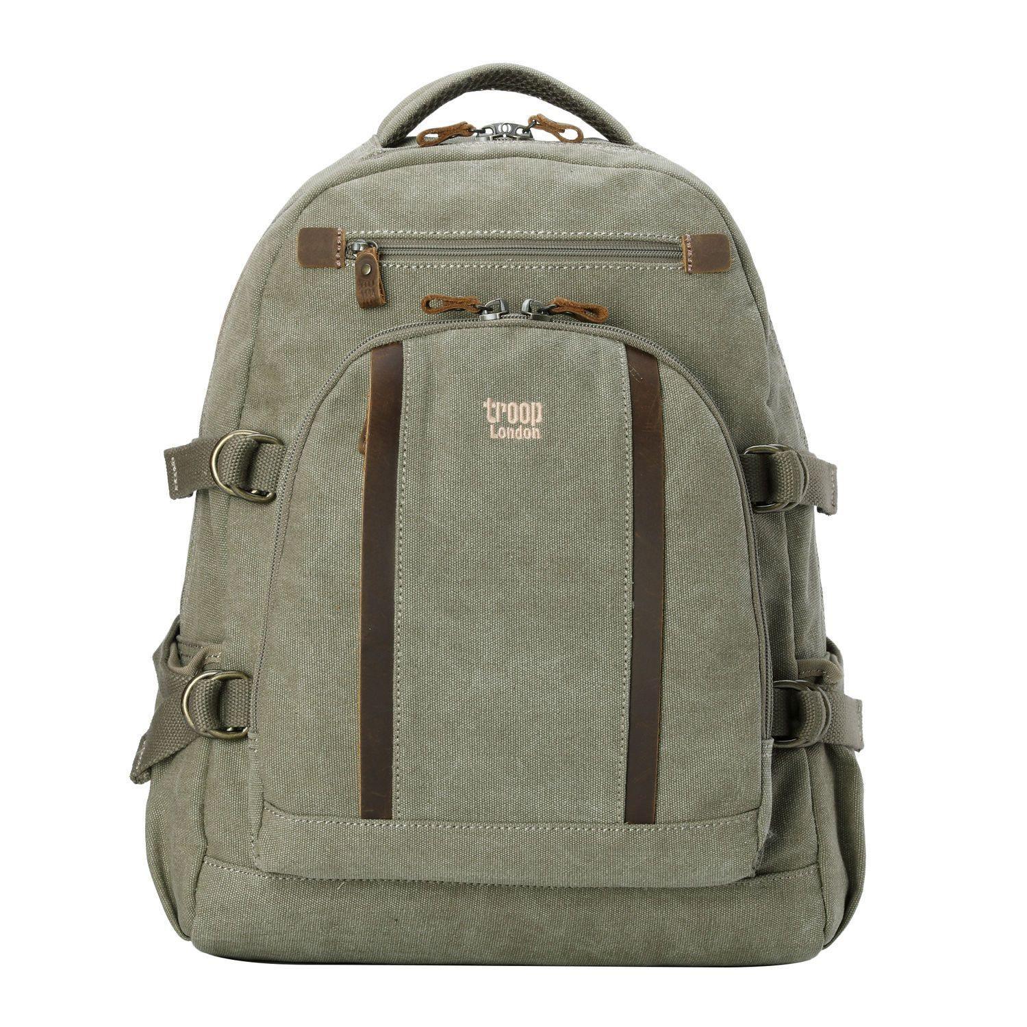 TRP0257 Troop London Classic Canvas Laptop Backpack - Large 15.6 Inch Waterproof Travel Backpack for Men & Women - Perfect for Work, School, College & Business Trips