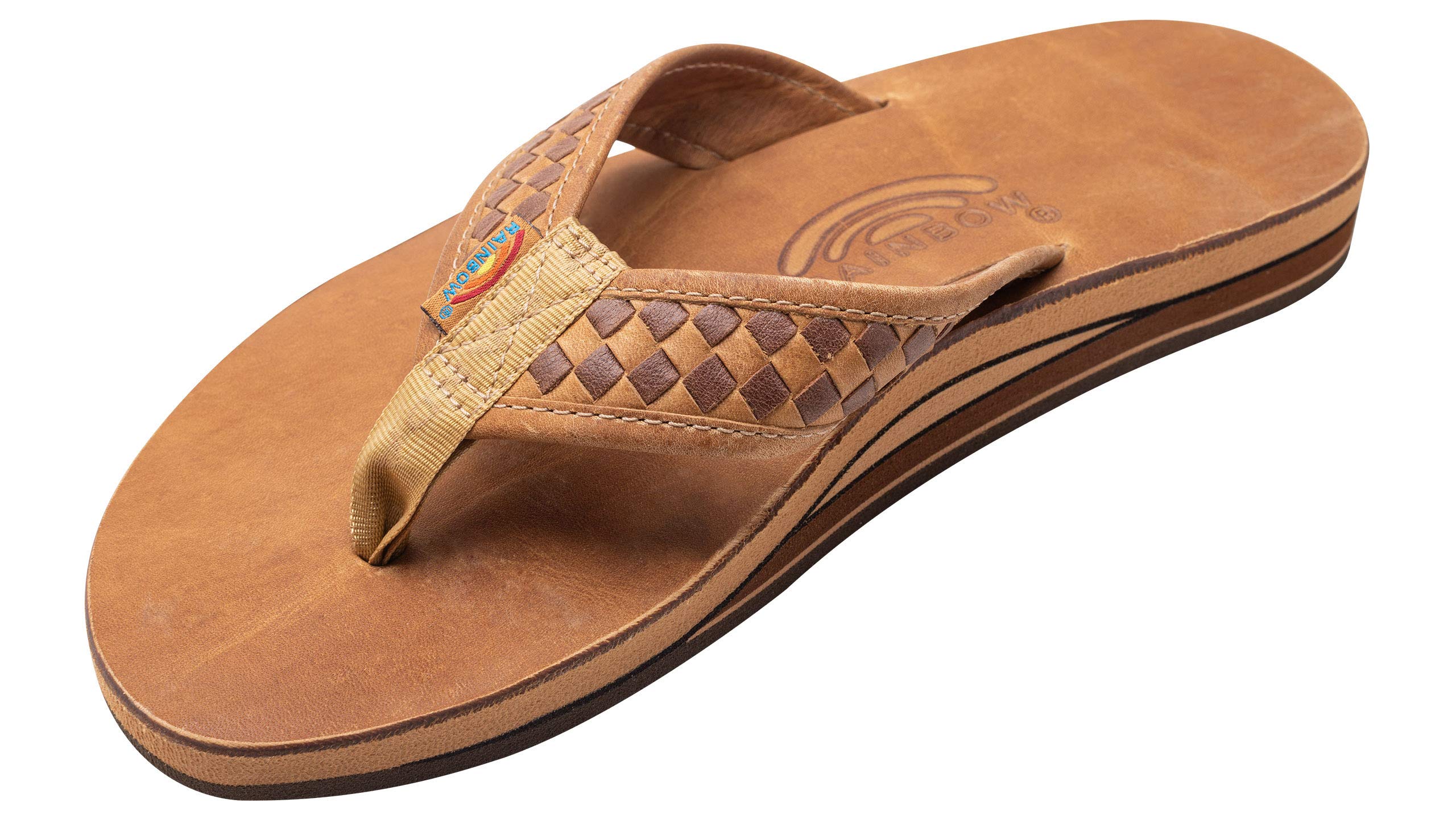 Premium Men's Rainbow Sandals - Bentley Luxury Leather Double Layer Arch Support with Handwoven Straps | Comfortable Beach & Casual Walking Sandals for Summer Outdoor Activities
