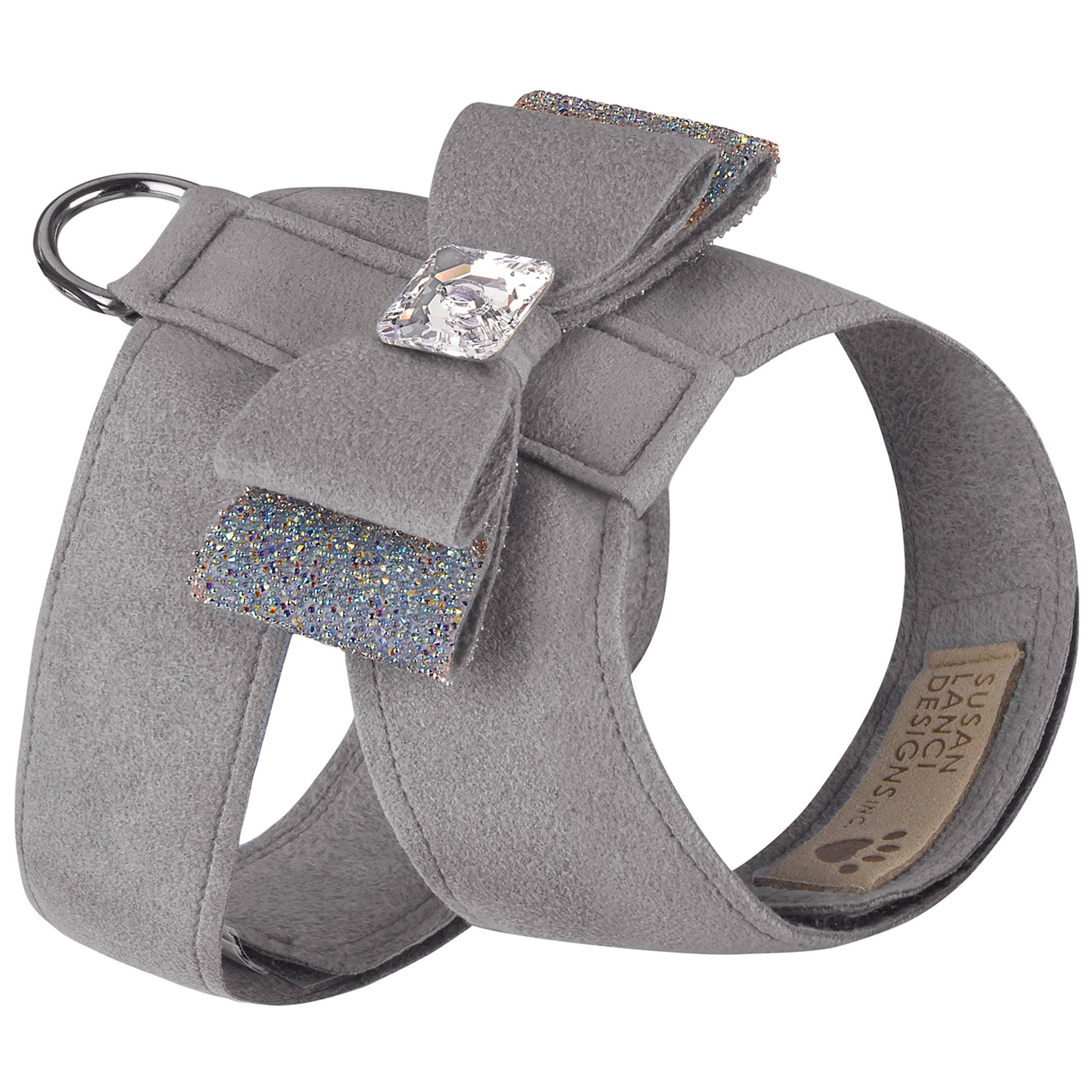Aurora Borealis Crystal Dog Harness with Big Bow - Reflective & Adjustable Pet Vest for Small Dogs - Perfect for Night Walks & Outdoor Adventures