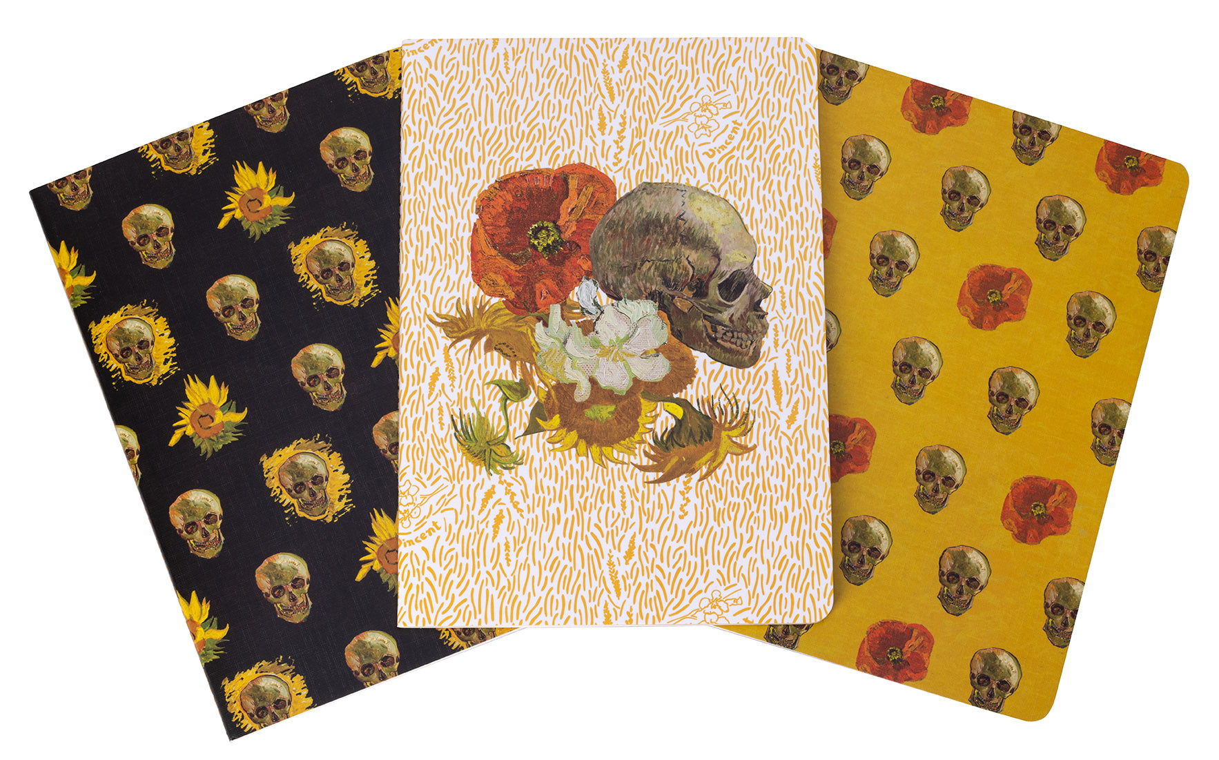 Van Gogh Skulls and Flowers Notebook and Pouch Set - Artistic Journal for Writing, Sketching & Travel - Perfect Gift for Art Lovers & Students