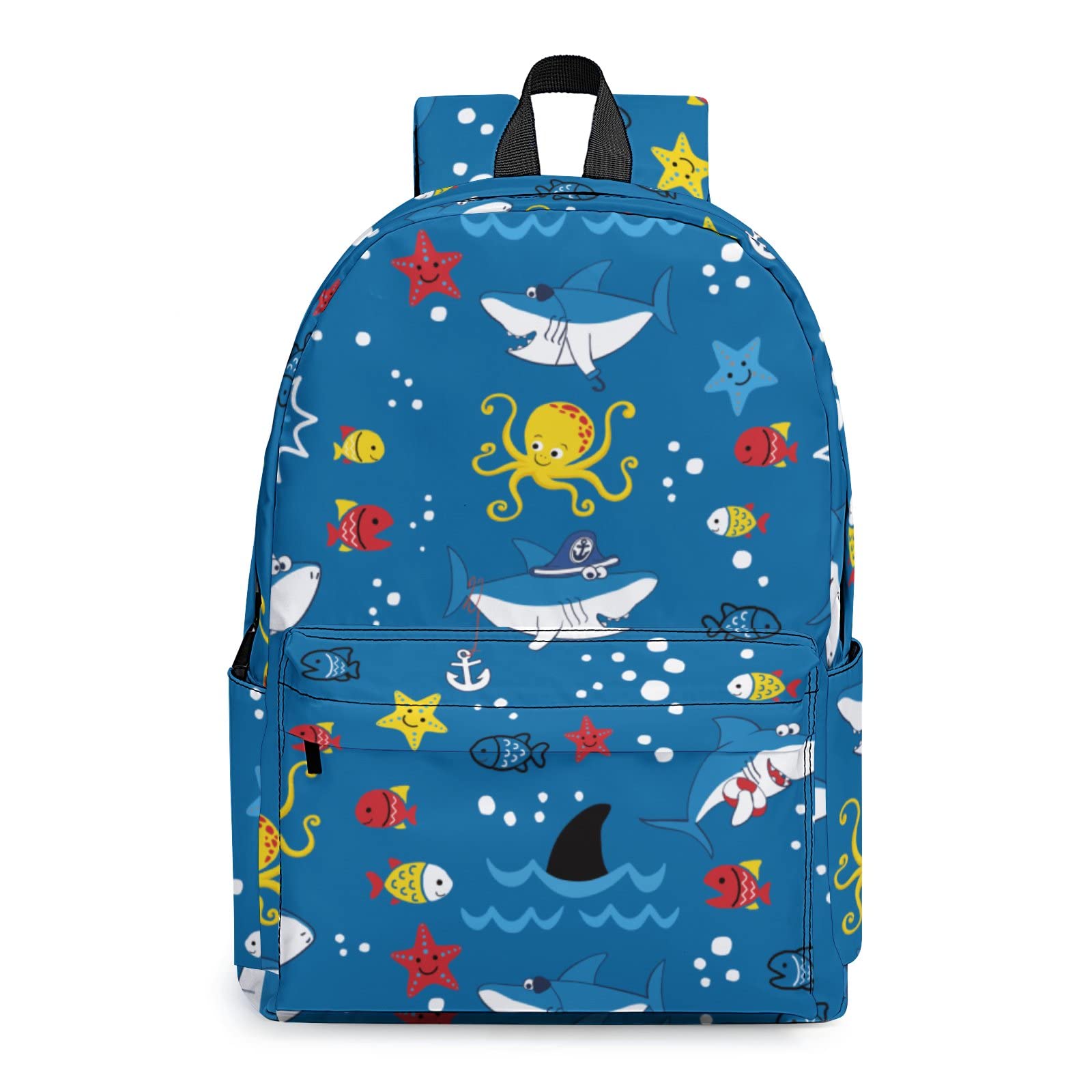 Blue Shark Backpack for Kids - Lightweight Adjustable School Bag for Boys & Girls | Travel & Study Use