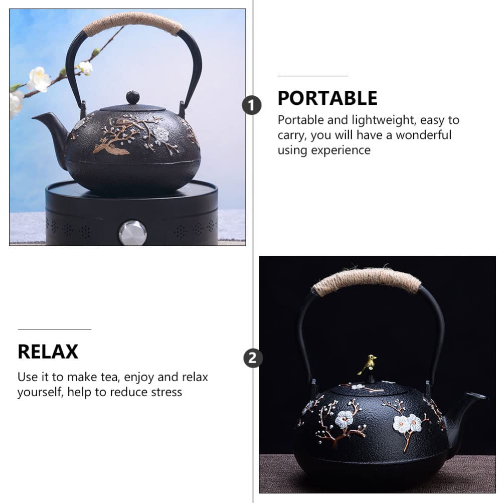 Premium Hemoton Enamel Iron Teapot - Stovetop Whistling Kettle for Tea & Water Boiling - Durable Kitchen & Household Teakettle for Gas, Electric & Induction Cooktops - Perfect for Home, Office & Outdoor Tea Brewing