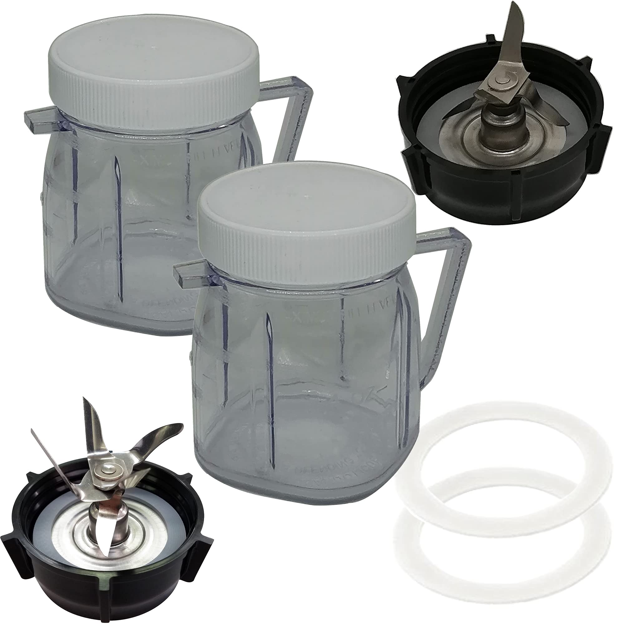 Stainless Steel Ice Crushing Blades for Oster Blenders - 4 & 6 Point Replacement Blades with Fusion Bottom Cap Screw & 2 Mini Cups - Compatible with Oster Classic Series & Osterizer Blenders - Perfect for Smoothies, Cocktails & Frozen Drinks