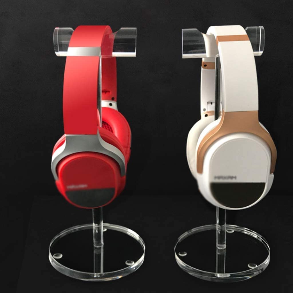 Universal Acrylic Headphone Stand Holder - Clear Earphone Display Rack & Desk Organizer (12x27.5cm) - Perfect for Gaming Setups, Home Office & Workspace Accessories