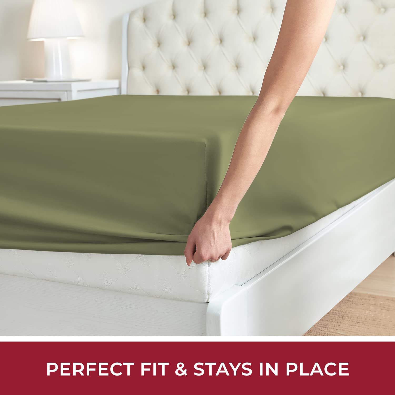 Mellanni King Size Fitted Sheet - Ultra Soft & Cooling Bedding with 16 Inch Deep Pocket - Wrinkle, Fade & Stain Resistant - Sage Green - Perfect for Master Bedroom, Guest Room & Vacation Homes